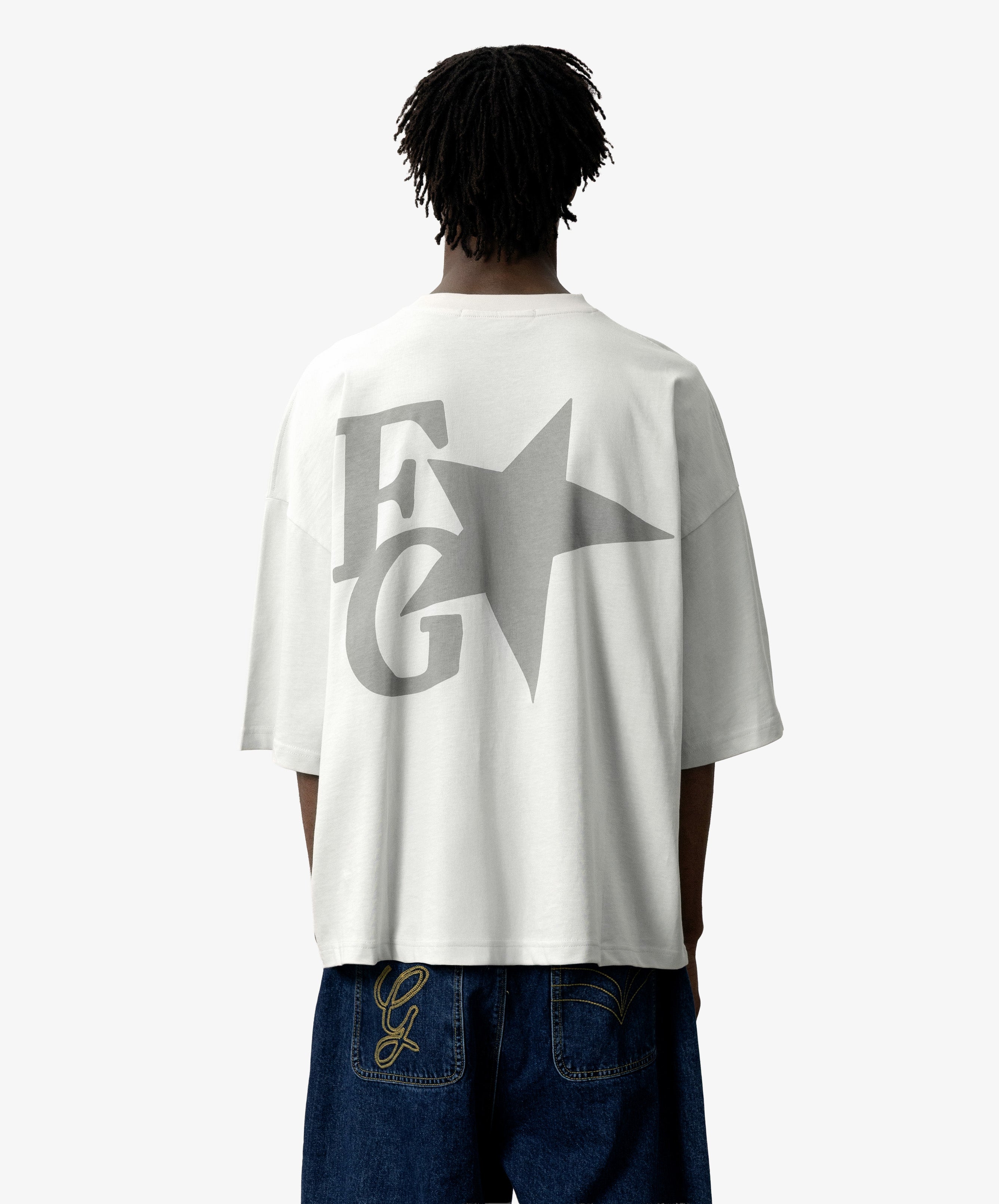 Star Boxy Tee Light Grey