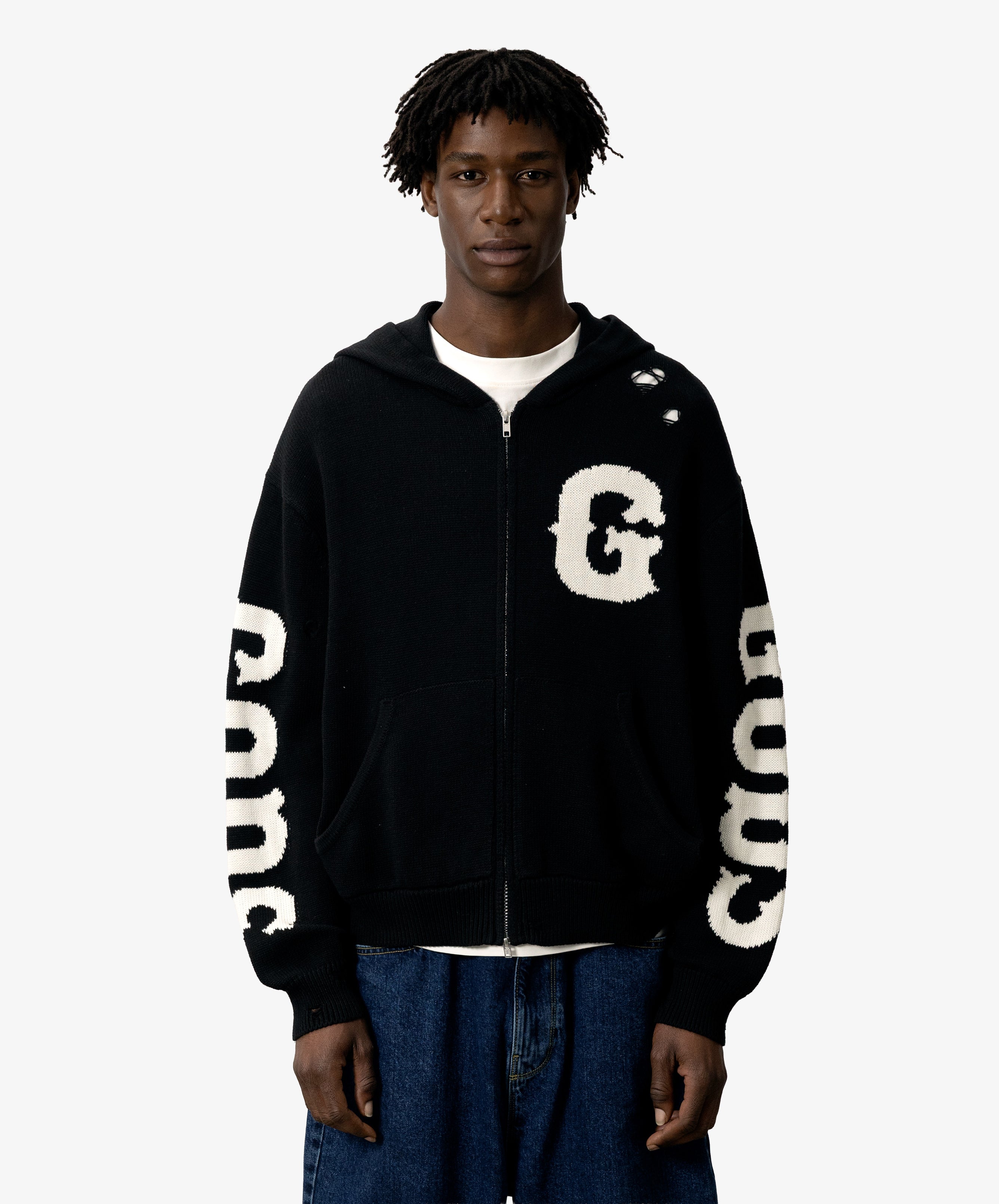 G Knitted Zipper Black