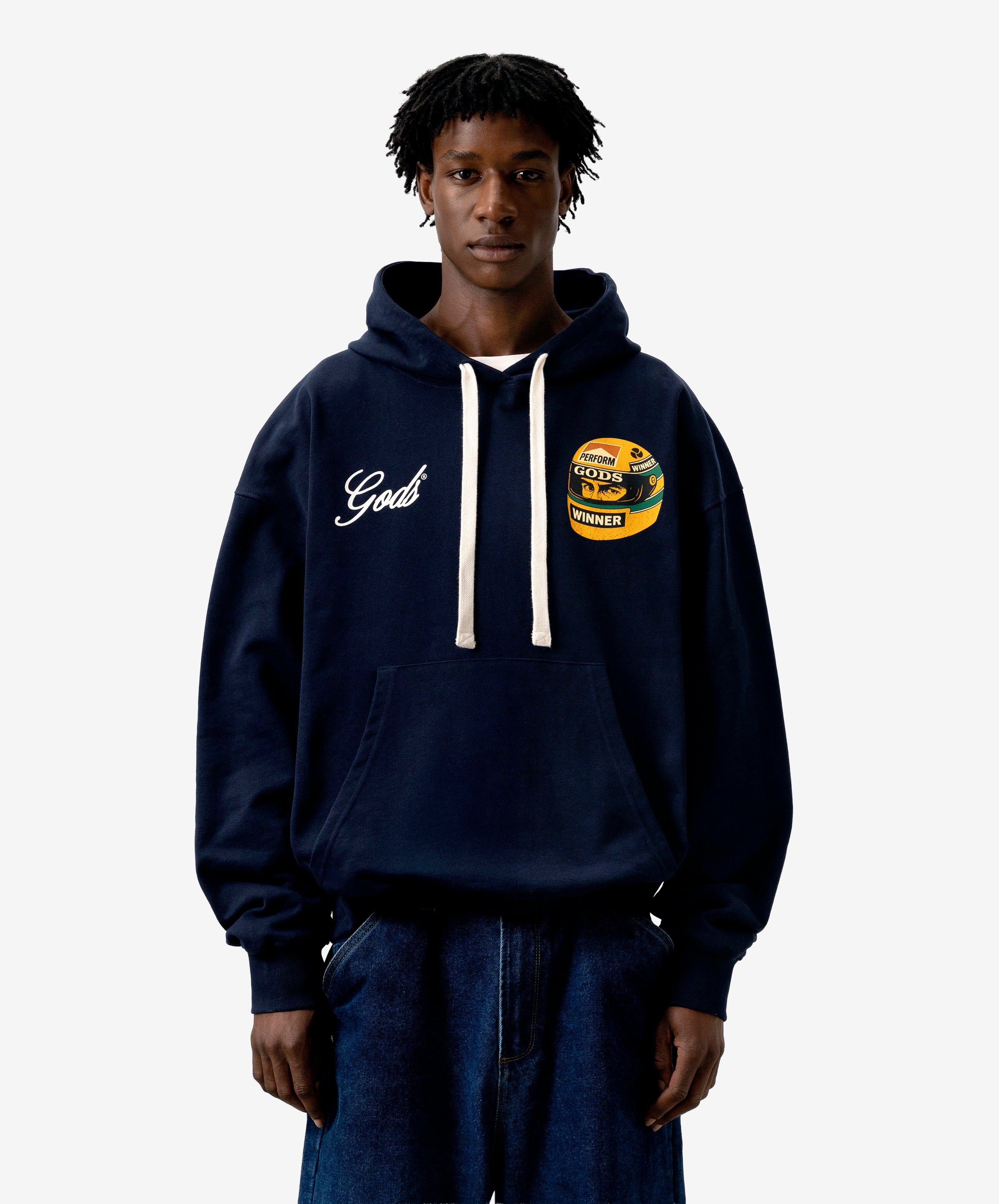 Ayr Cropped Hoodie Navy