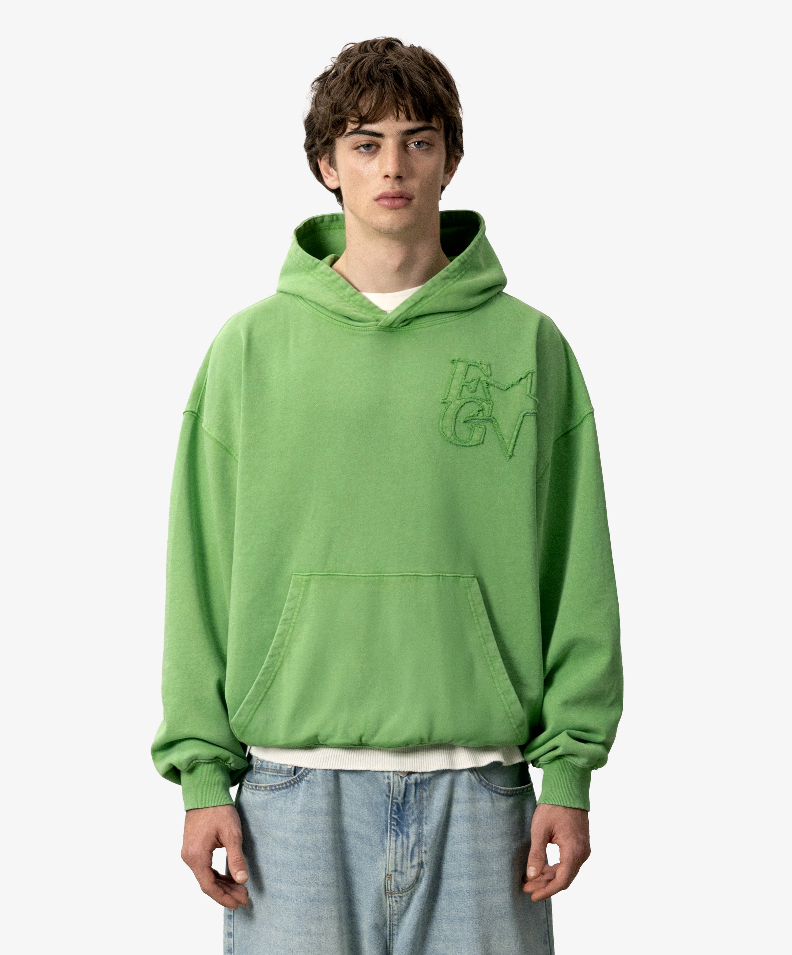 Star Washed Hoodie Green