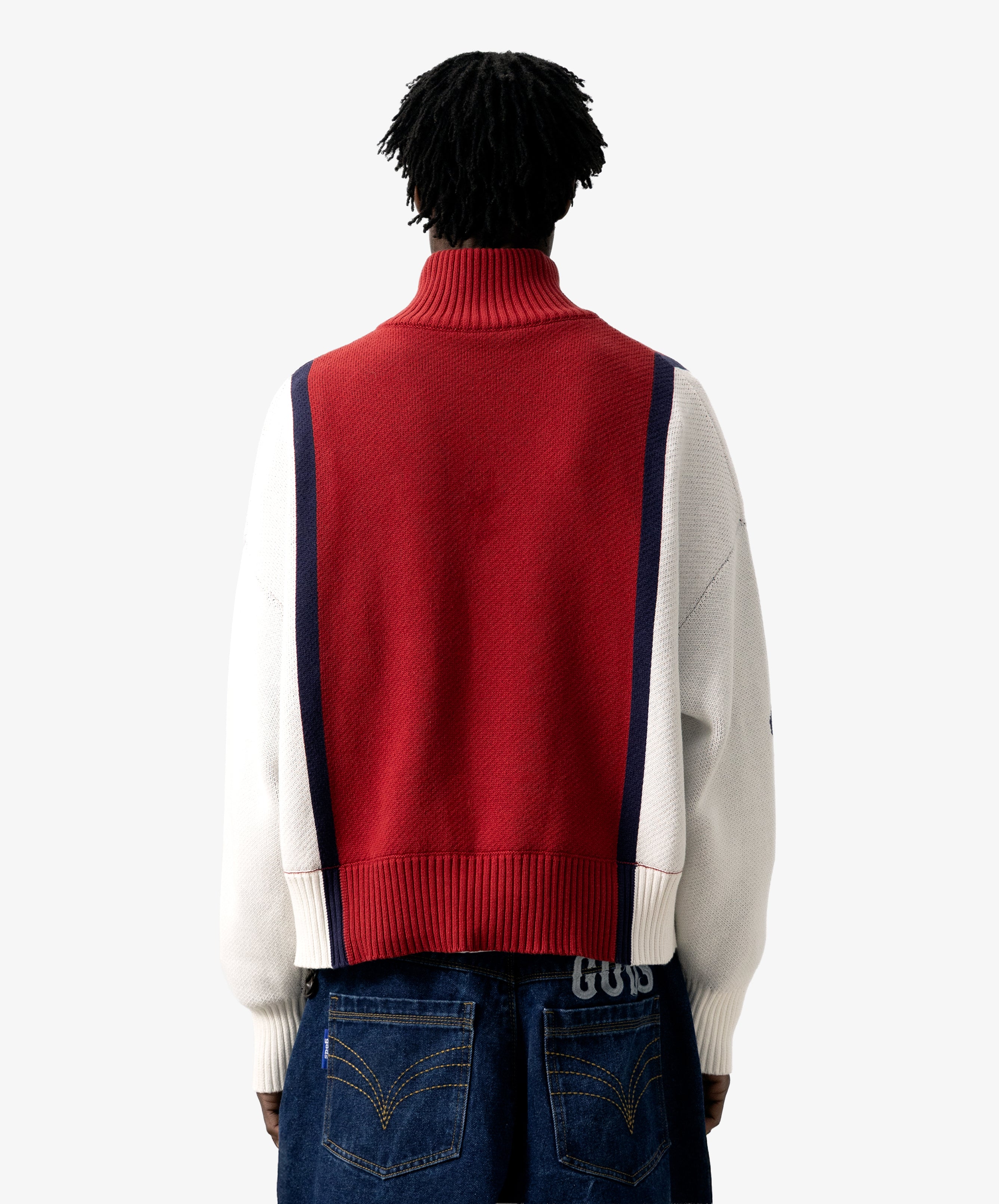 Alpine Rally Knitted Zipper Red-White