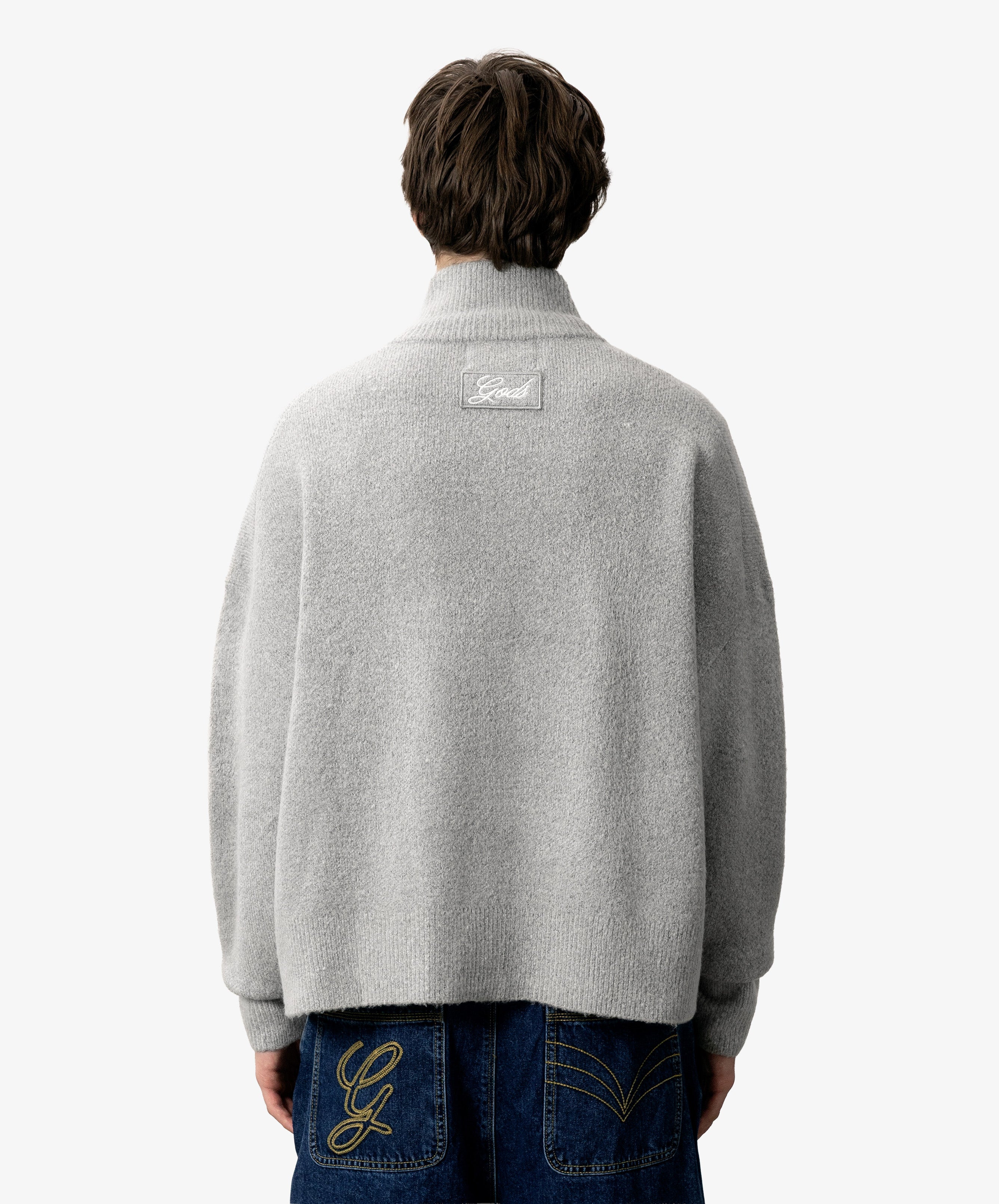 G'S Knitted Zipper Light Grey