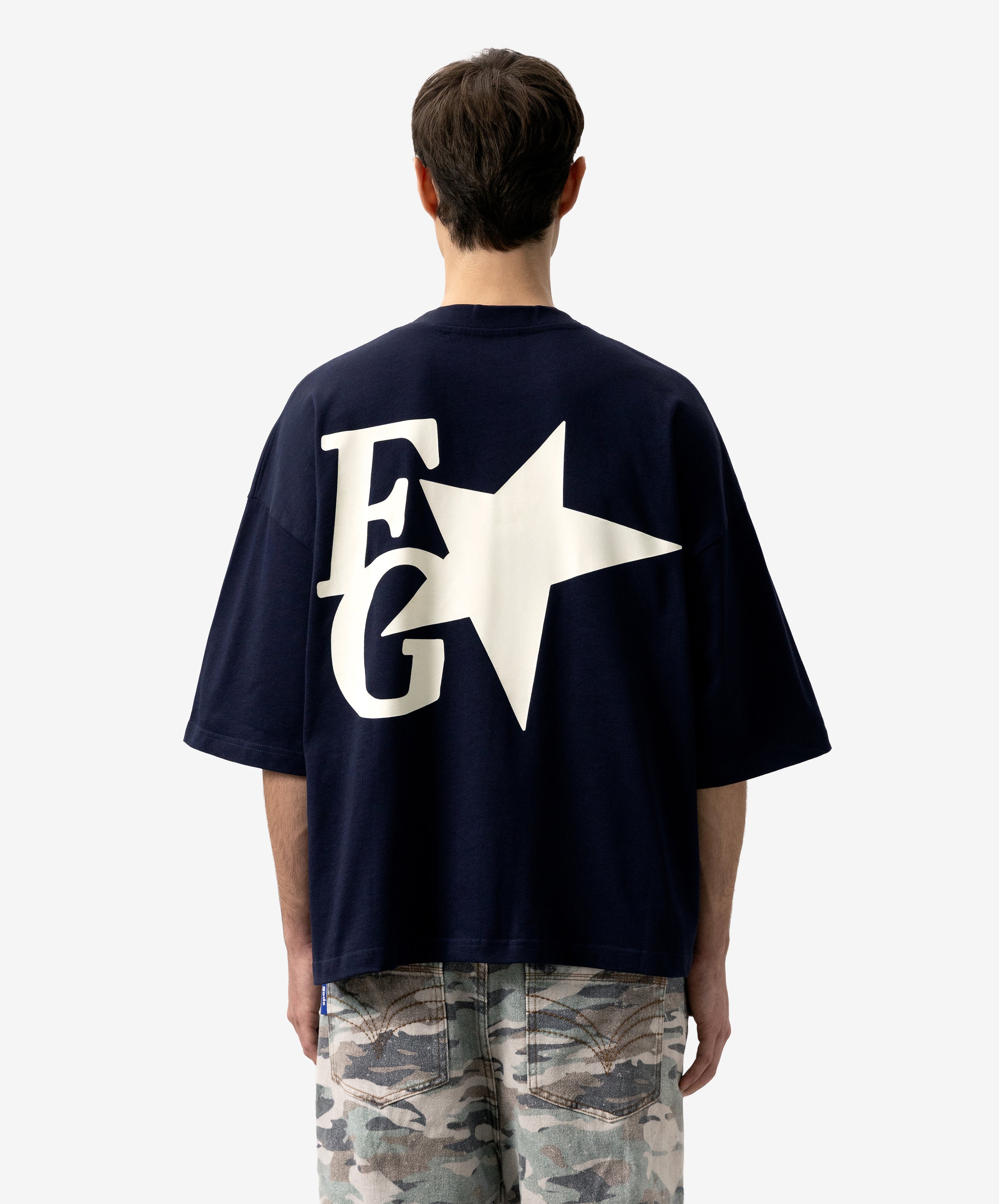 Star Boxy Tee Navy
