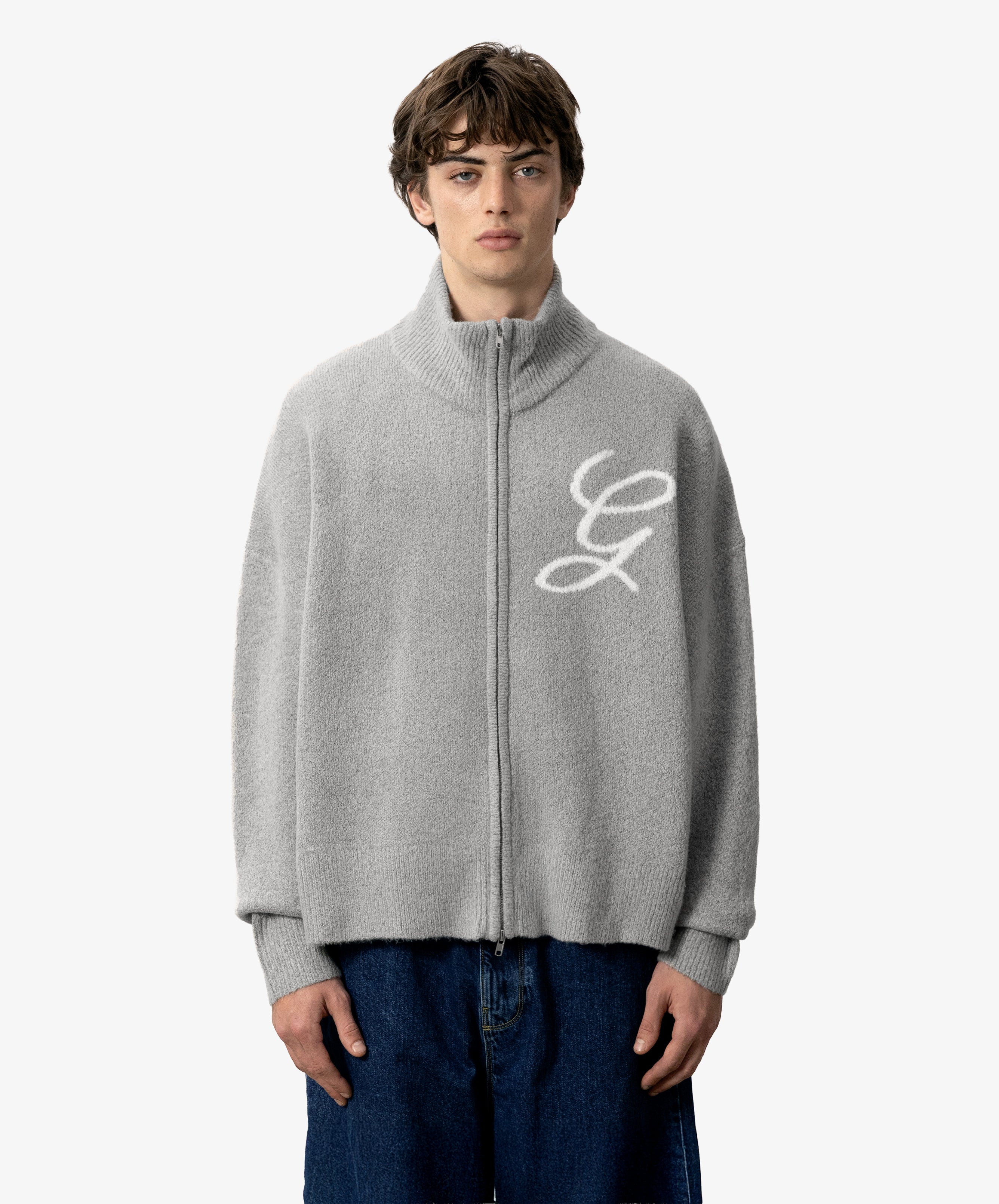 G'S Knitted Zipper Light Grey