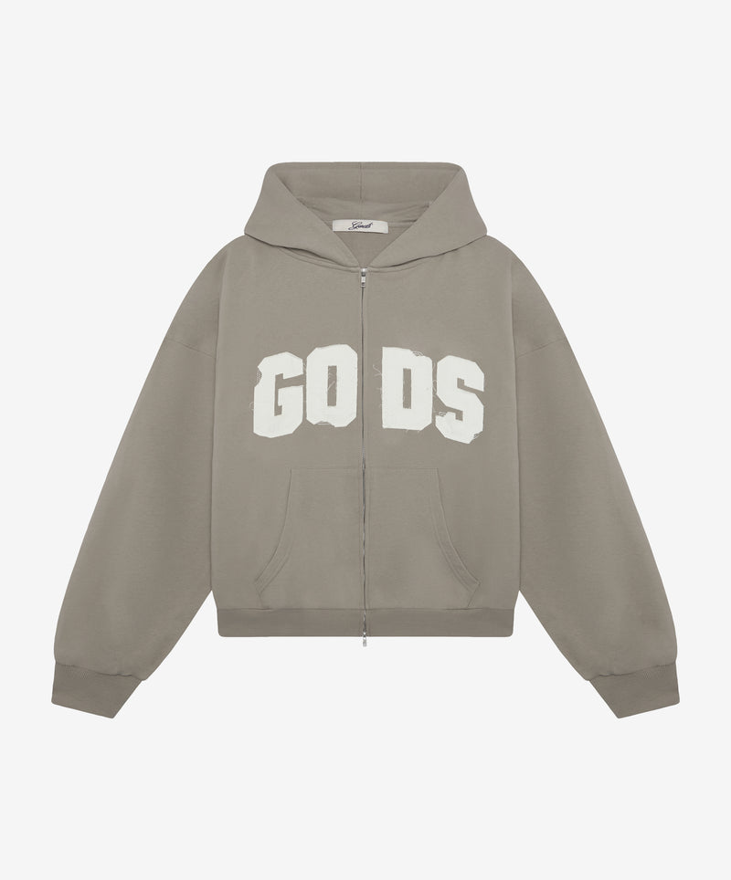 Gods Distressed Zipper Grey