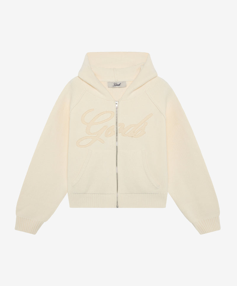 Script Knitted Zipper White