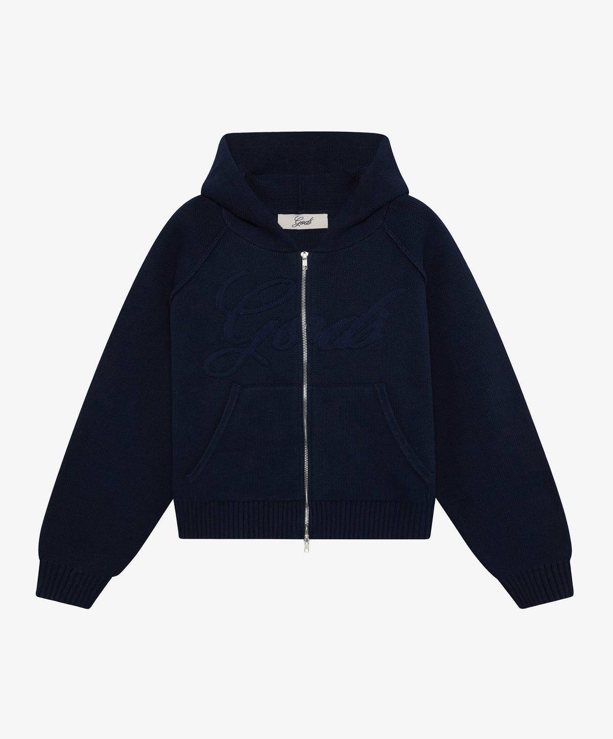 Script Knitted Zipper Navy