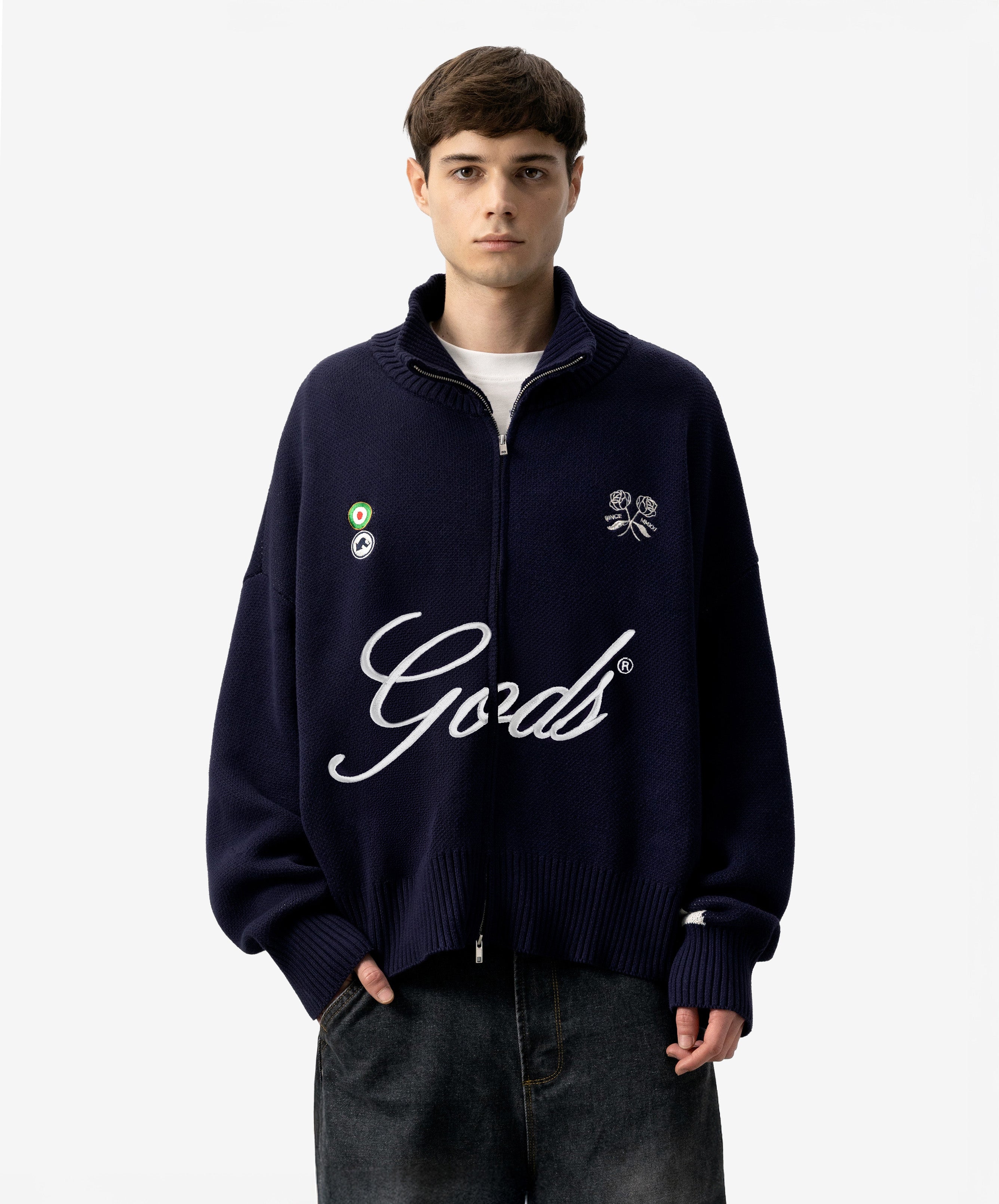 Sudadera cremallera punto navy GODS® FC knitwear streetwear