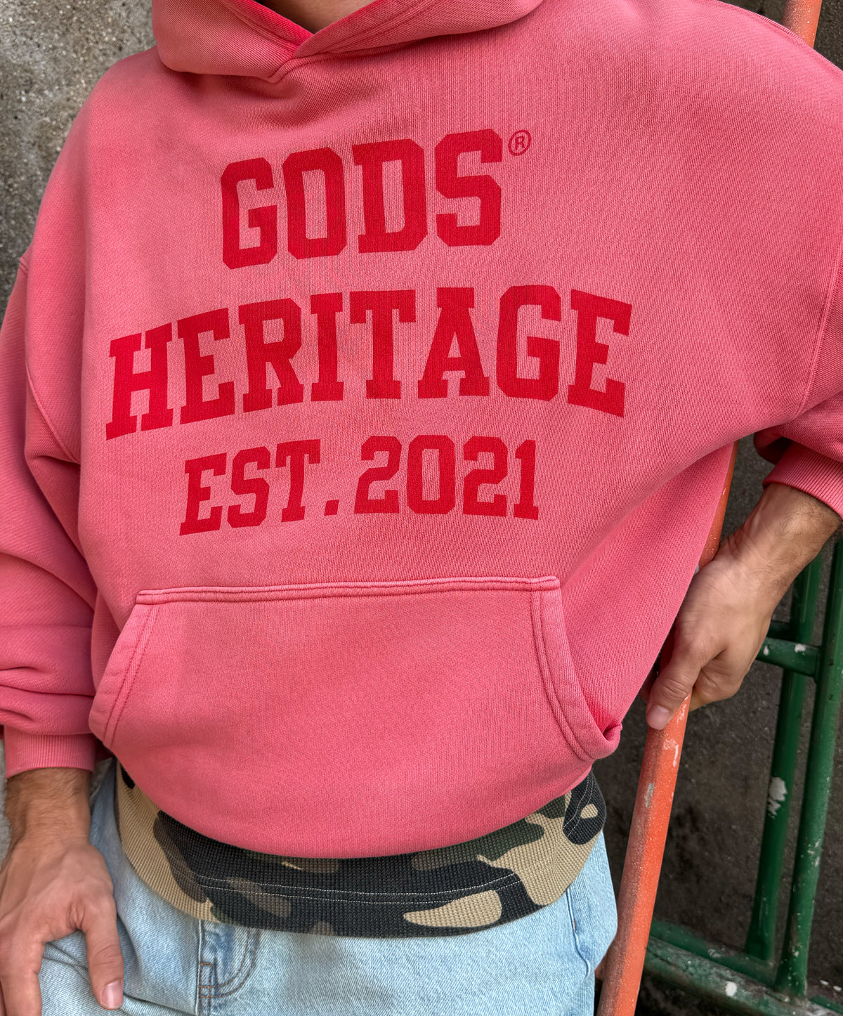 Heritage Washed Hoodie Red