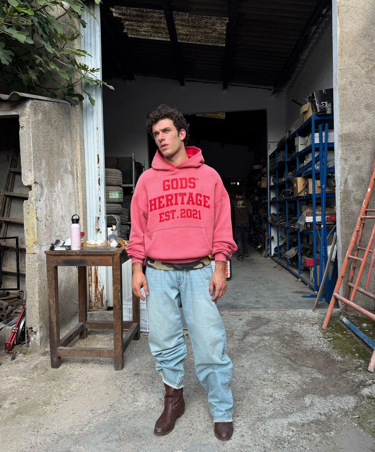 Heritage Washed Hoodie Red