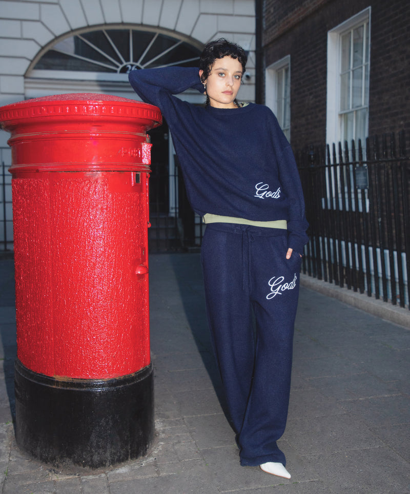 Handwritten Knitted Jogger Navy