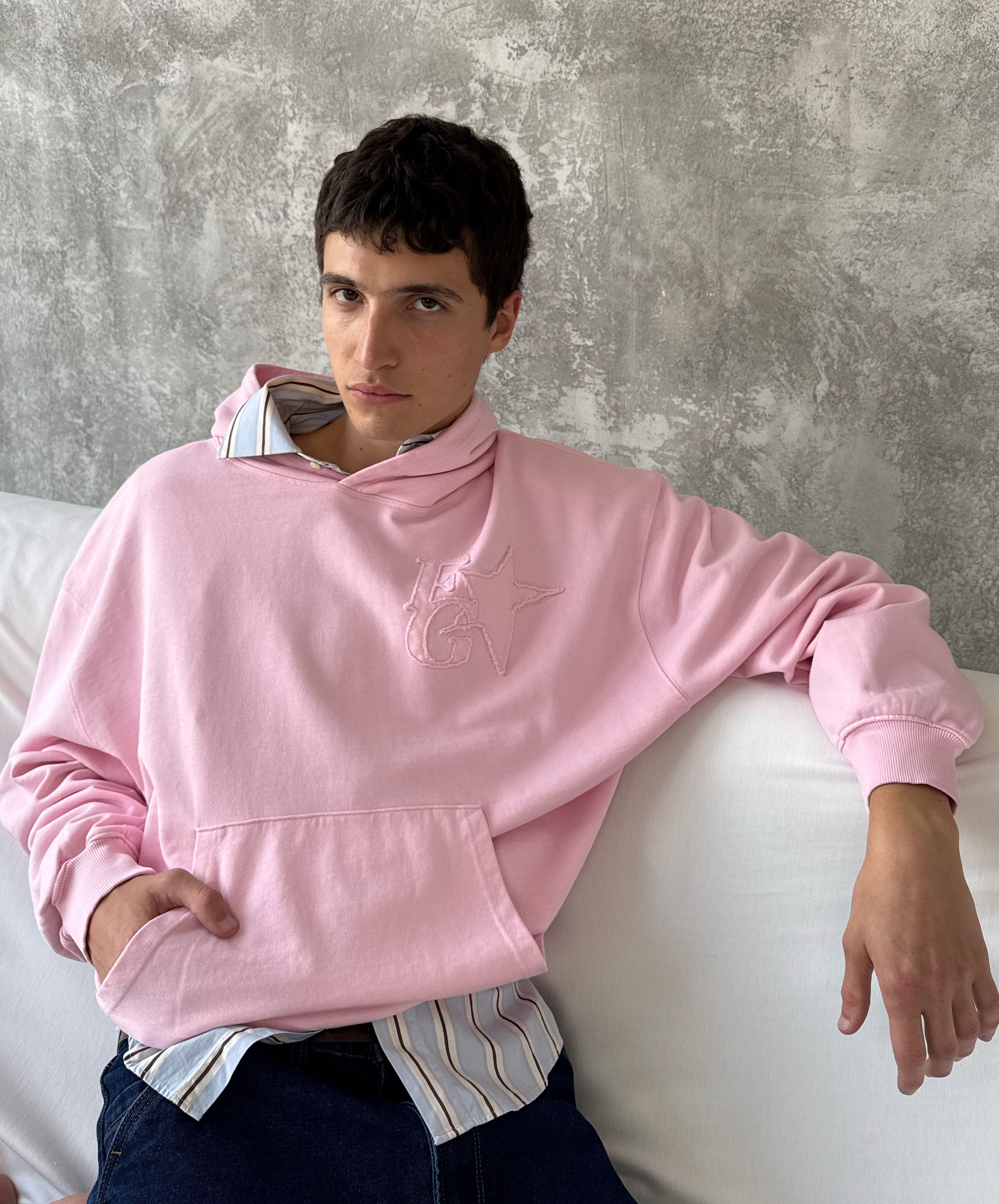 Star Washed Hoodie Rose