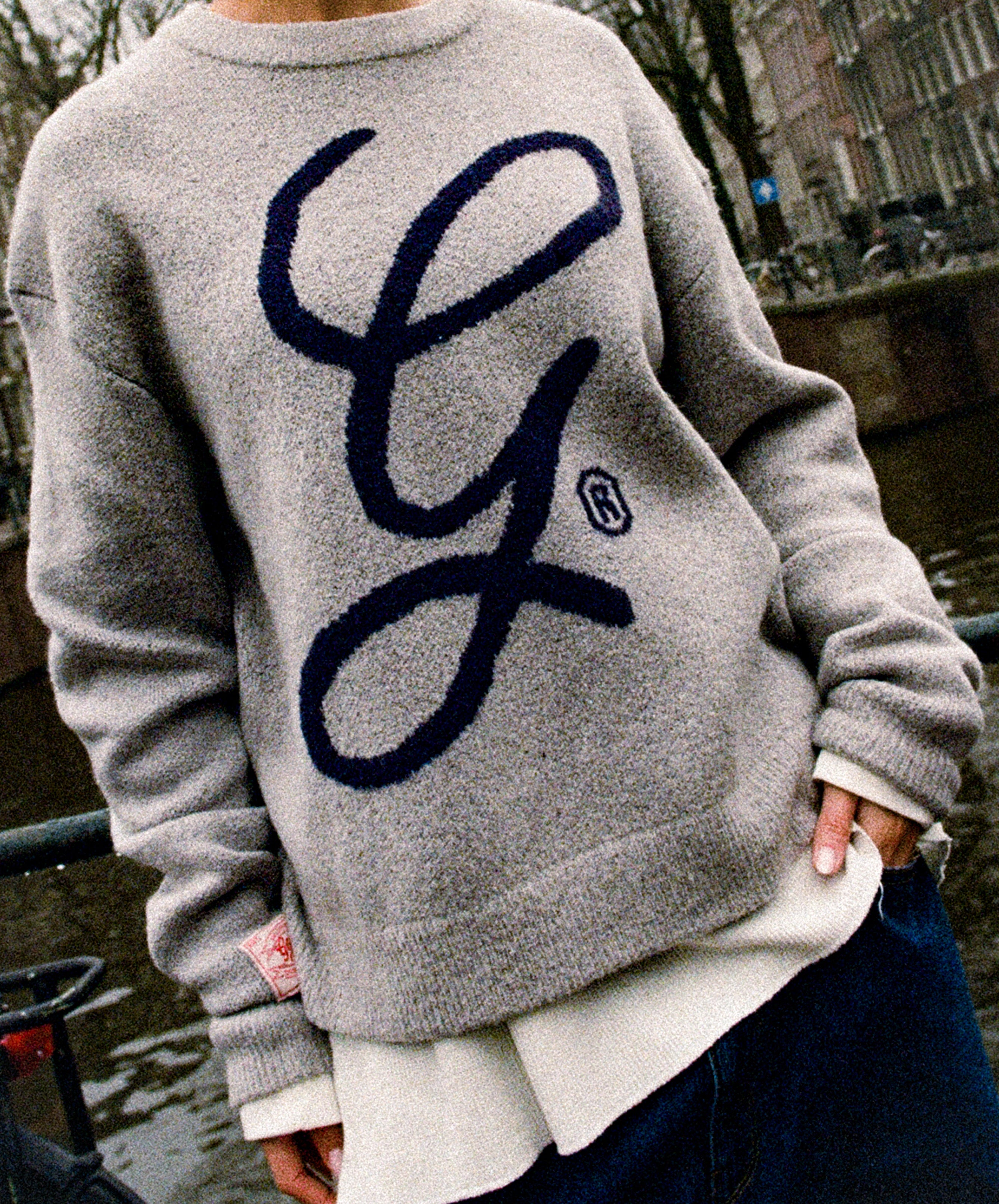 G'S Knitted Sweater Light Grey