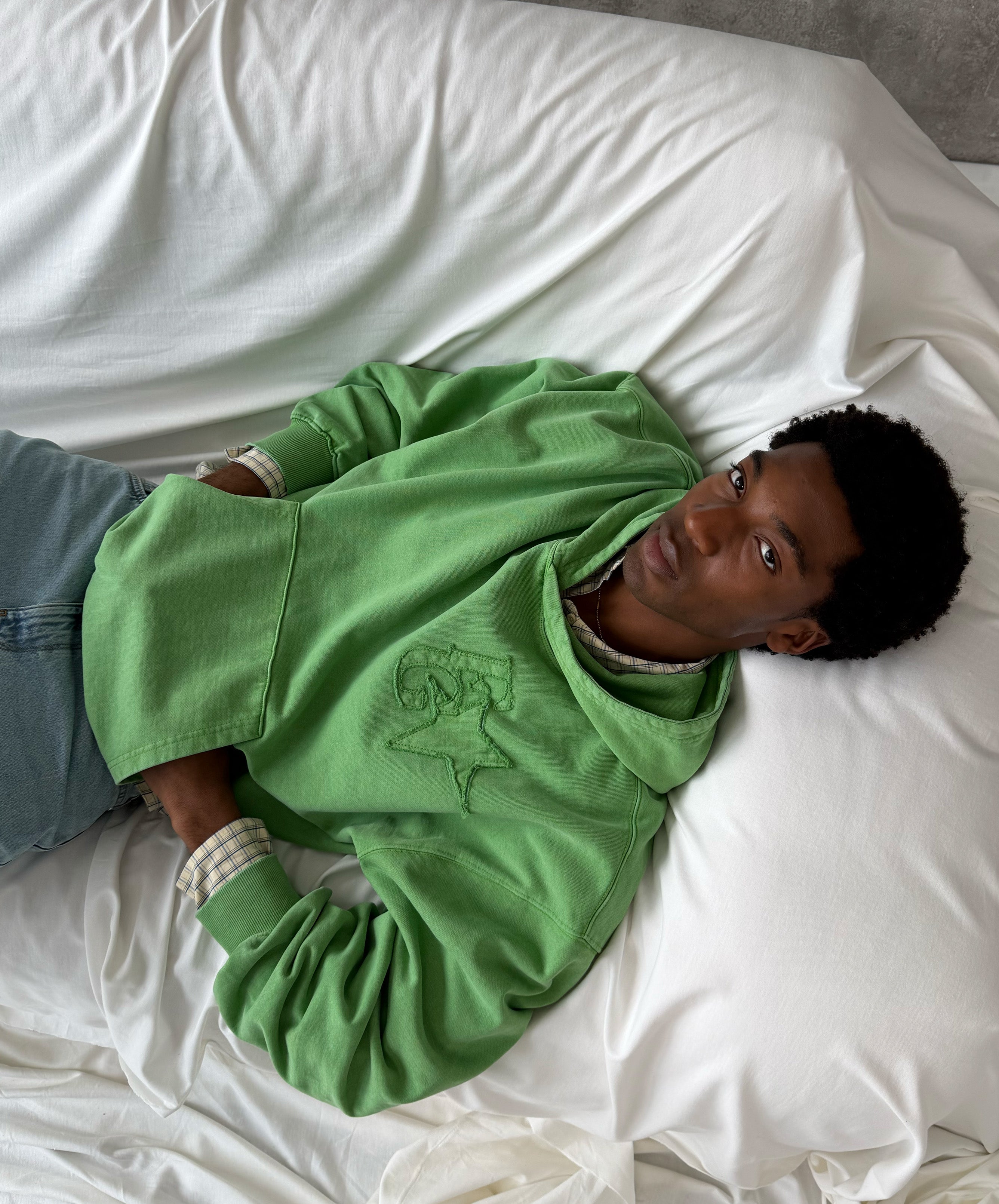 Star Washed Hoodie Green