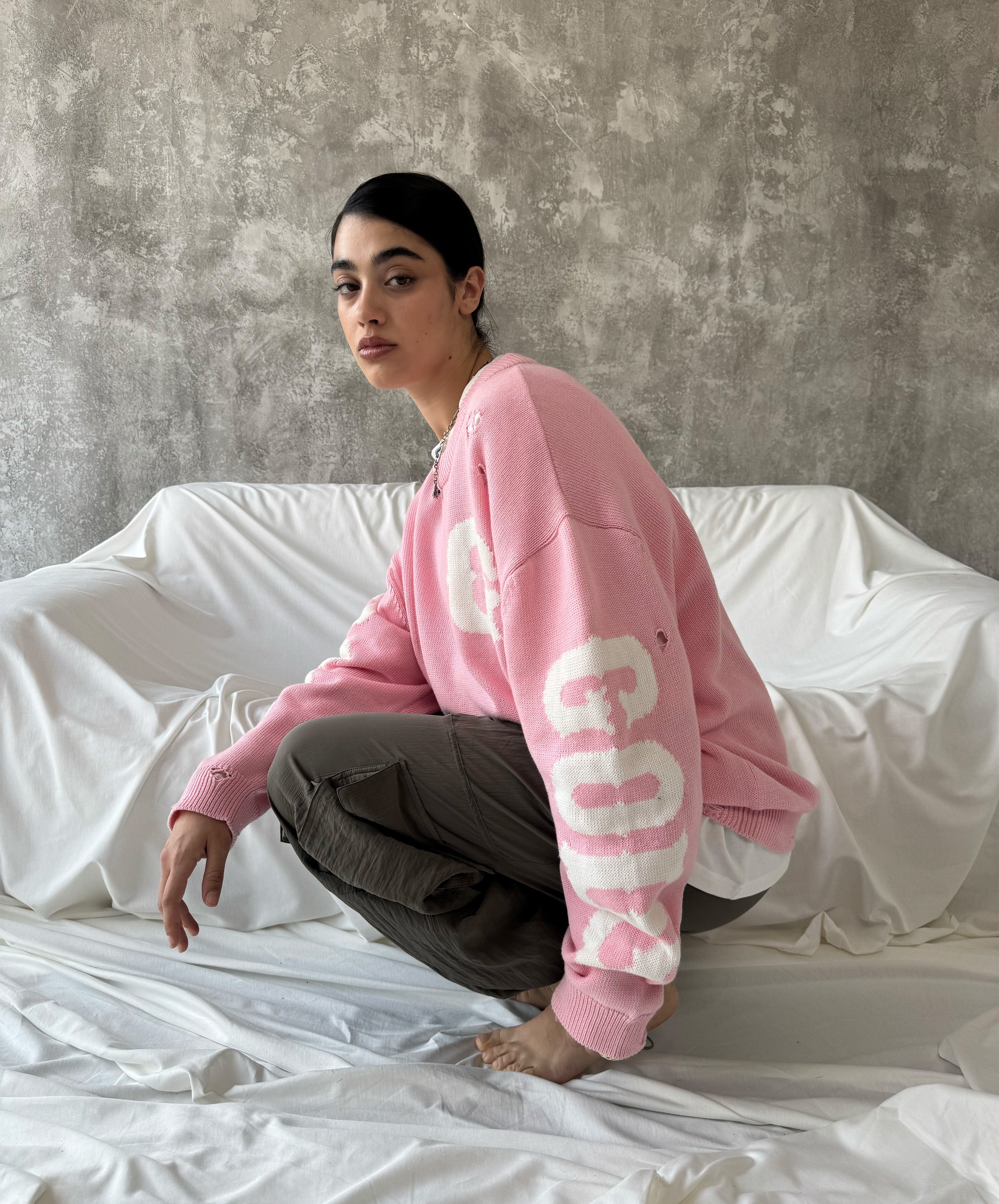 G Side Knitted Sweater Rose