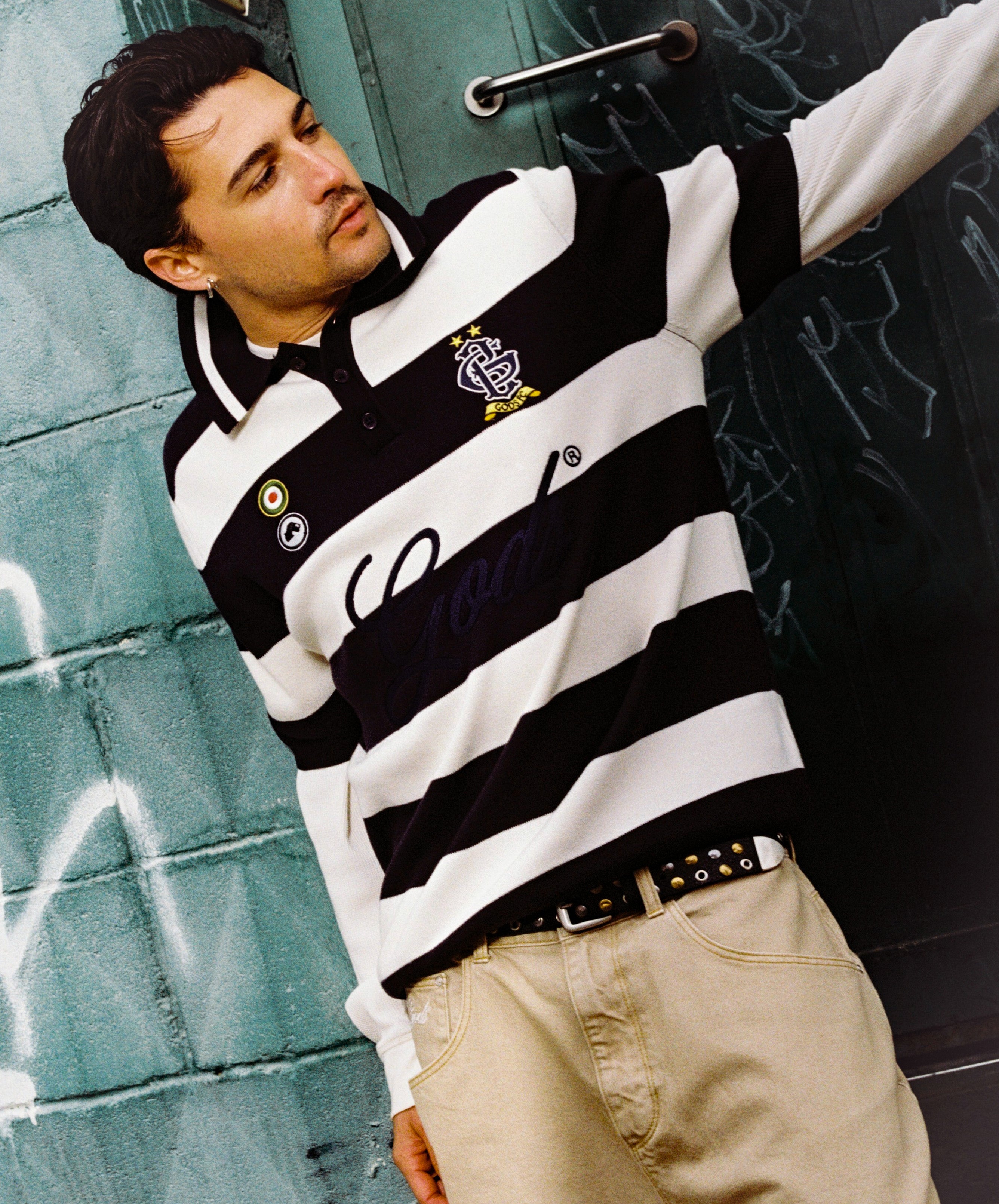 Striped Polo Navy