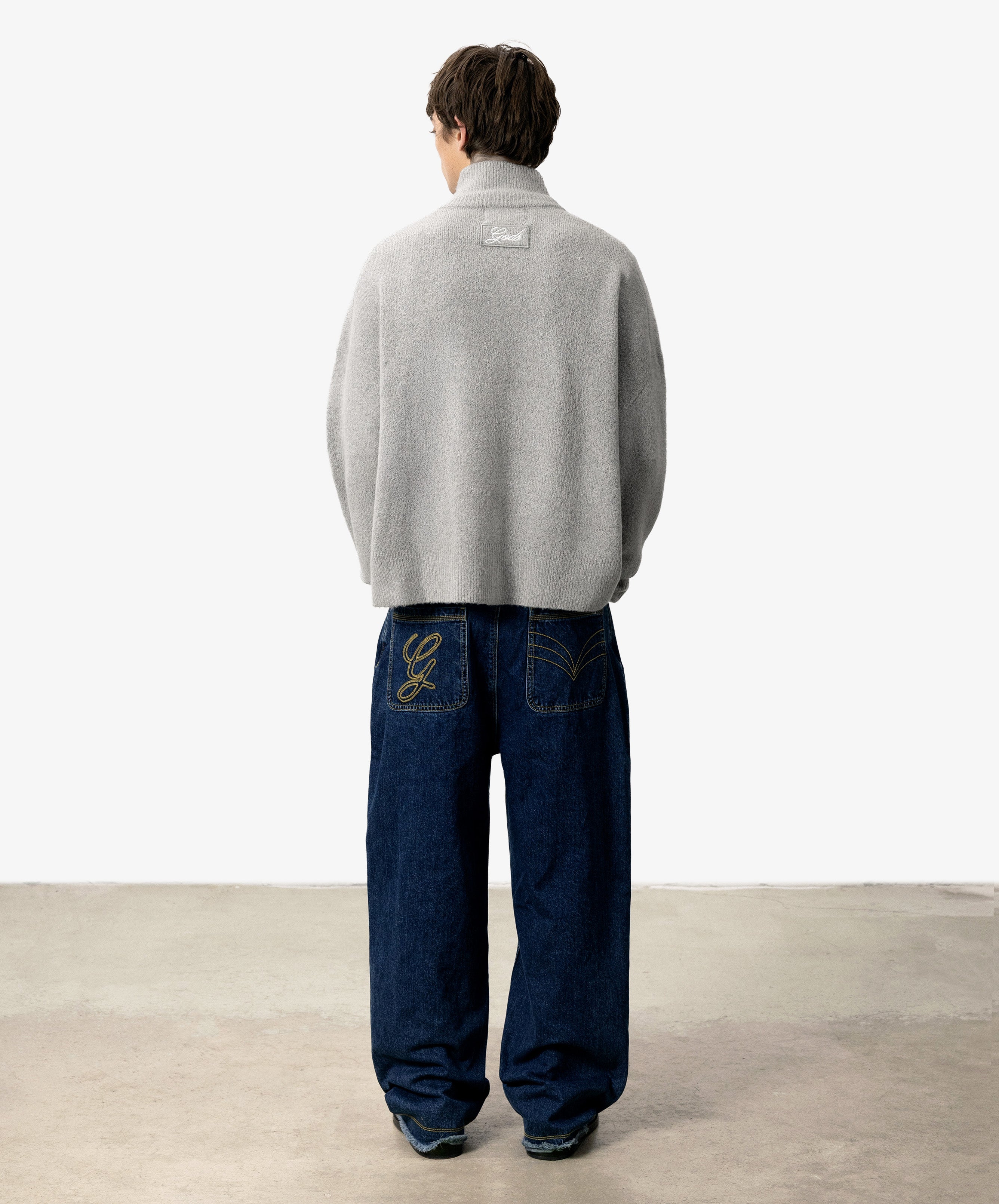 G'S Knitted Zipper Light Grey