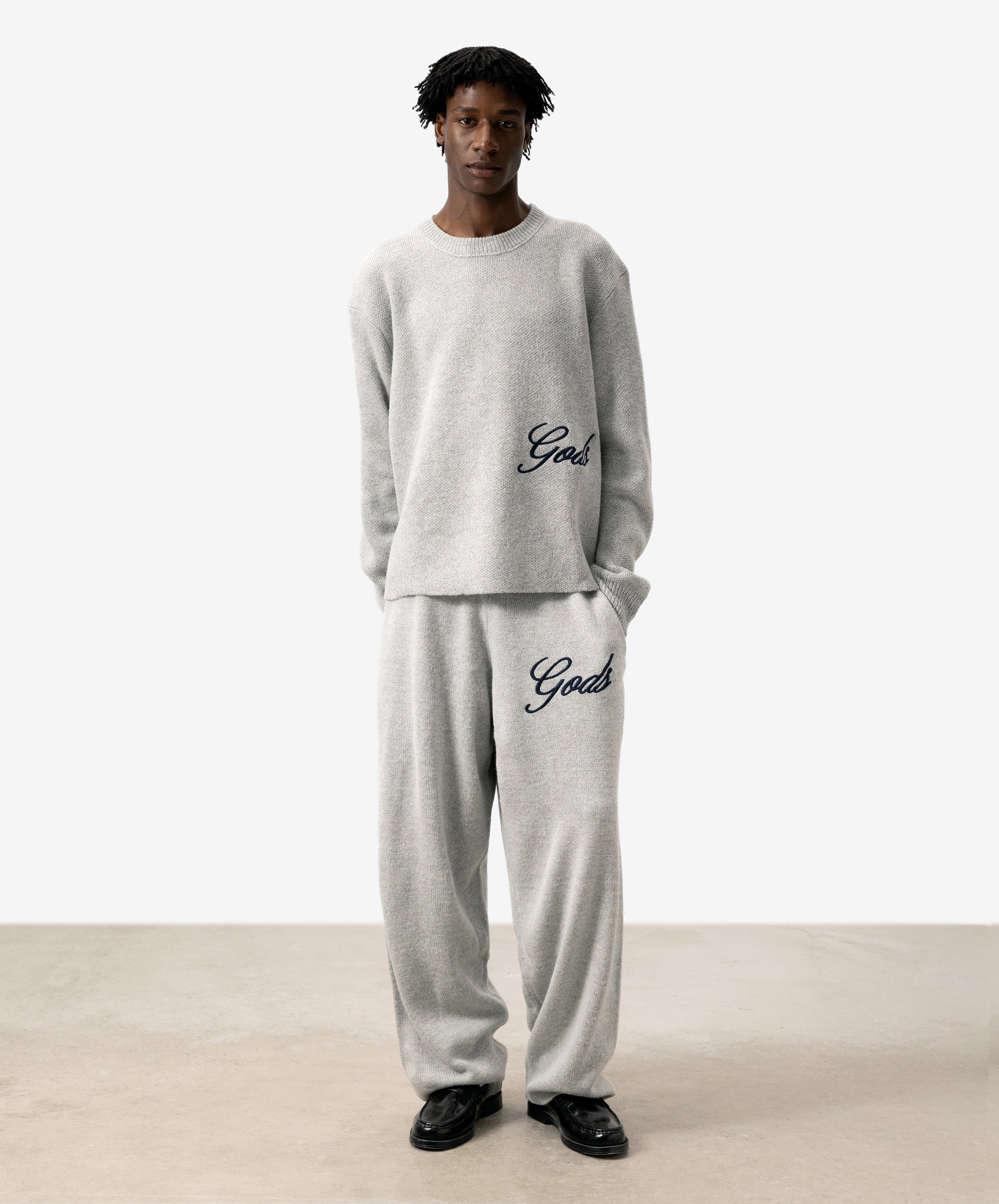 Handwritten Knitted Sweater Light Grey