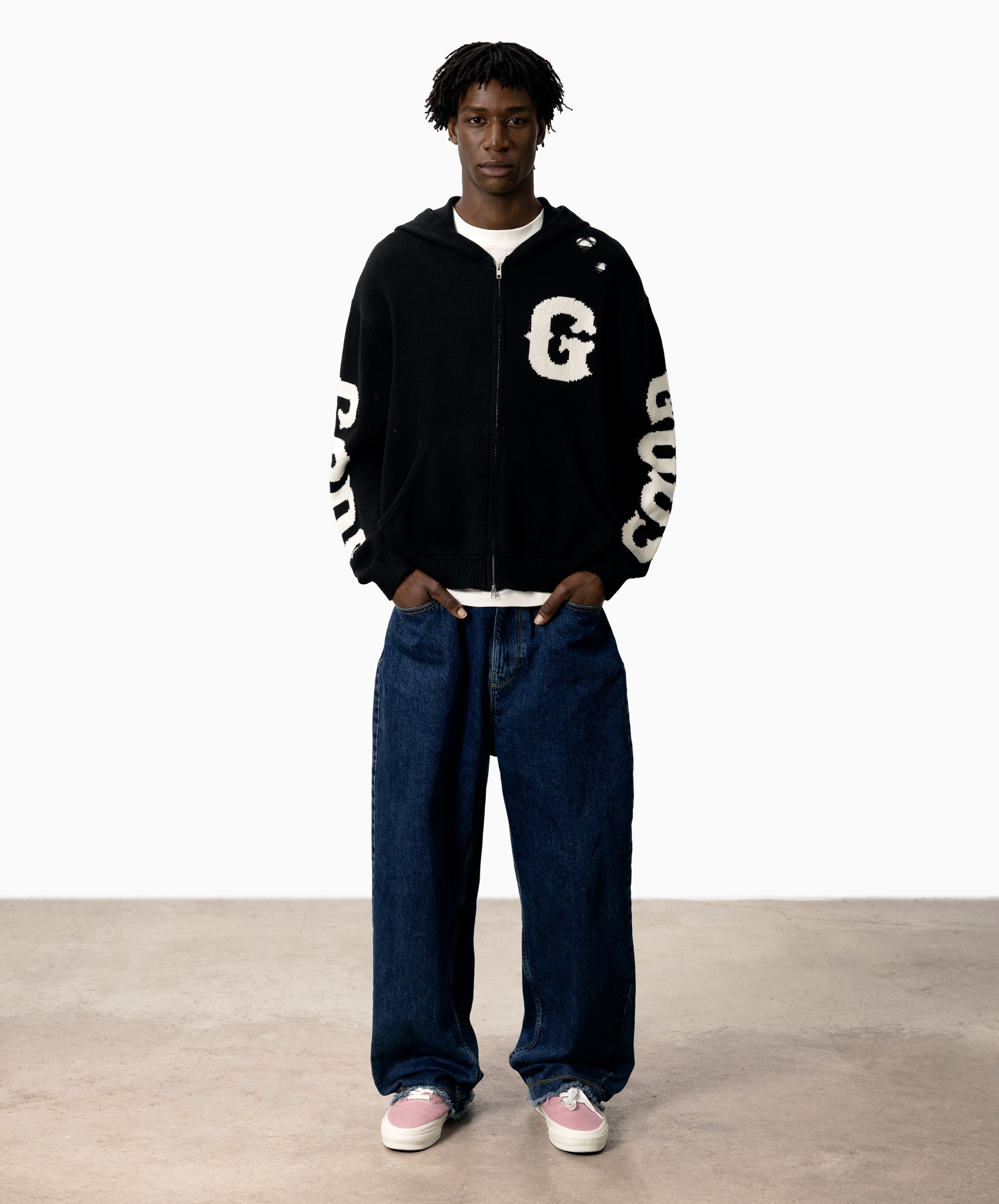 G Knitted Zipper Black