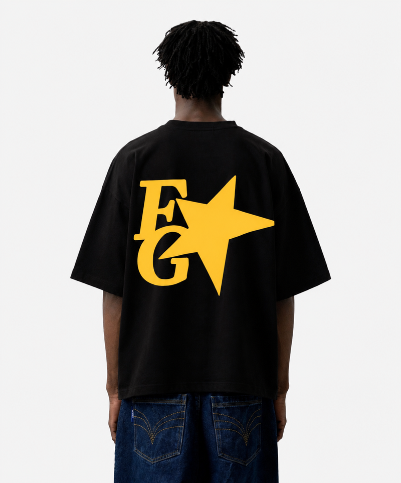 Star Boxy Tee Black