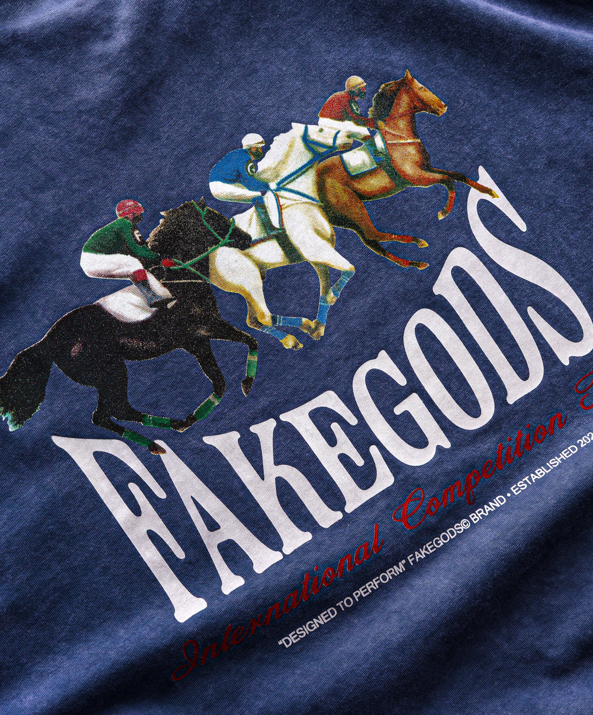 Horse Race Tee Blue Grey