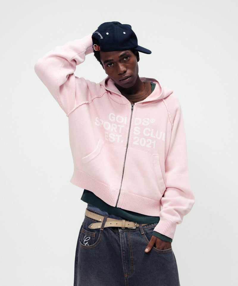 Sunfaded Knitted Zipper Pink