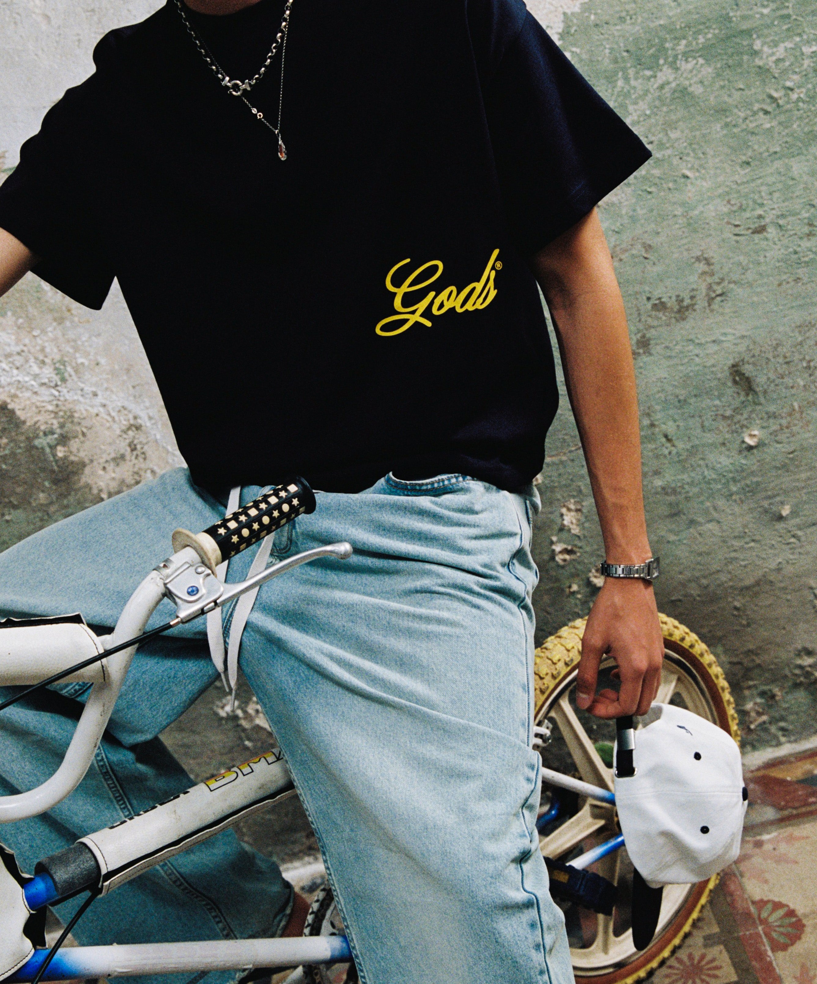 Script Boxy Tee Navy