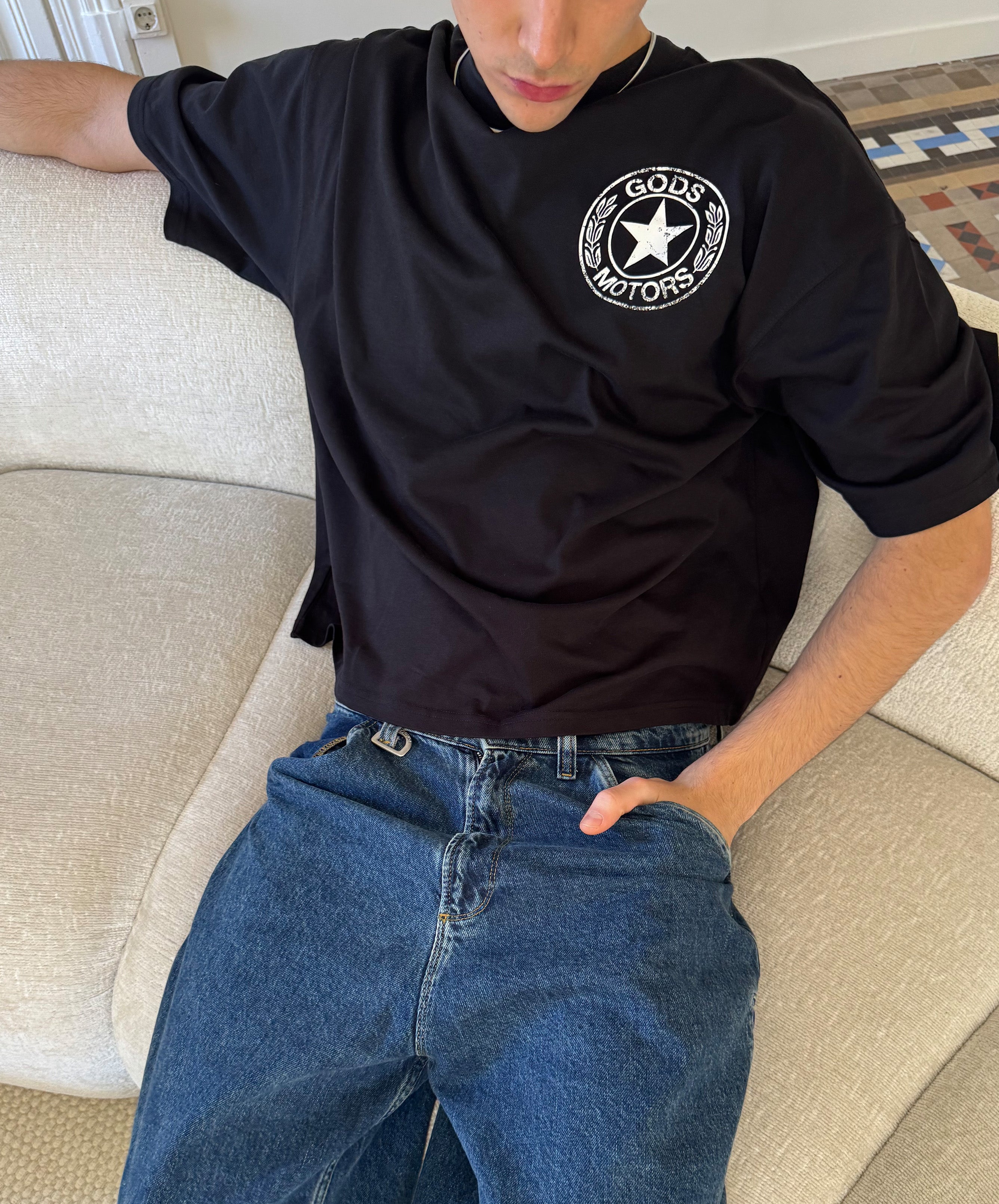 Motor Boxy Tee Black