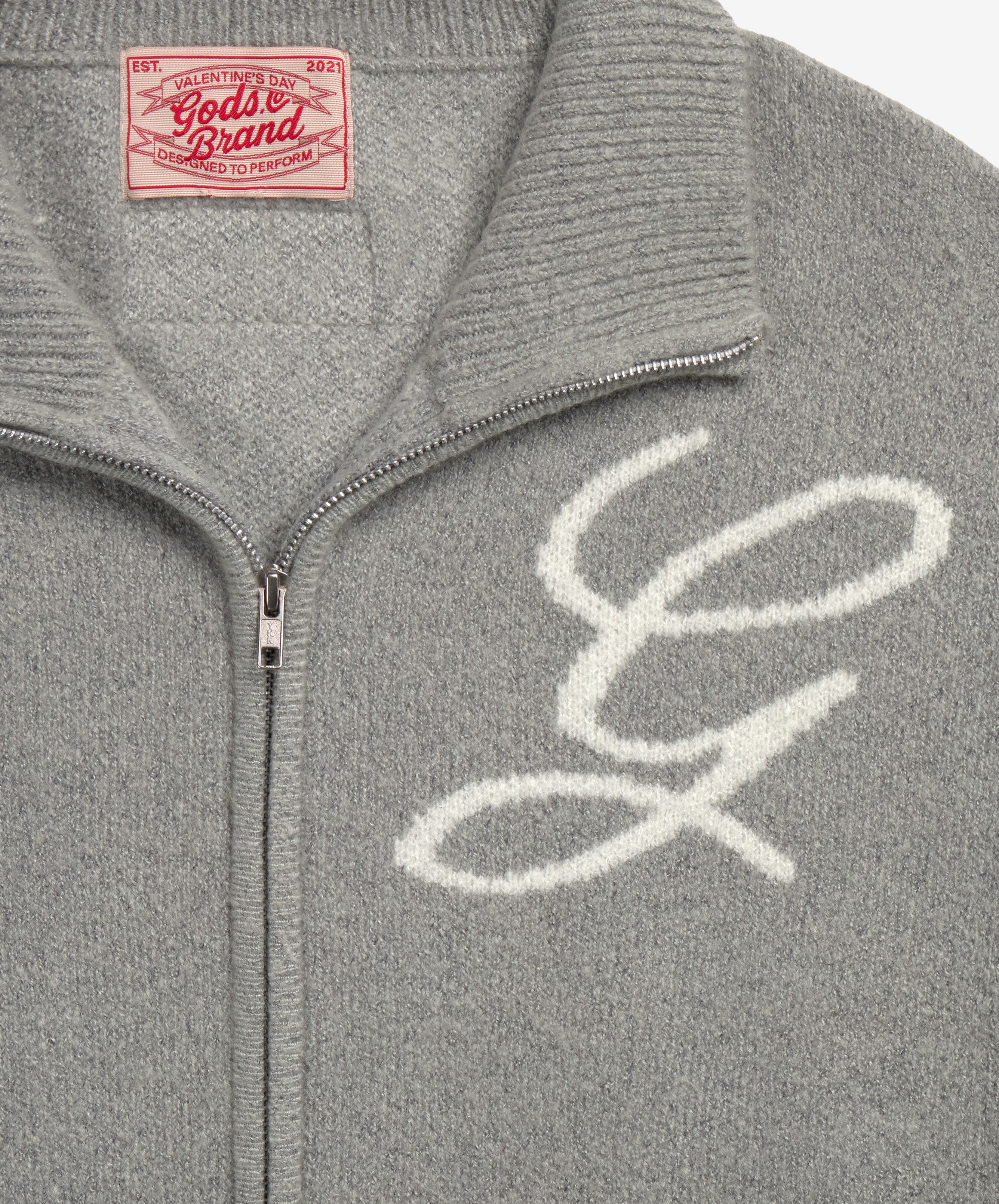 G'S Knitted Zipper Light Grey