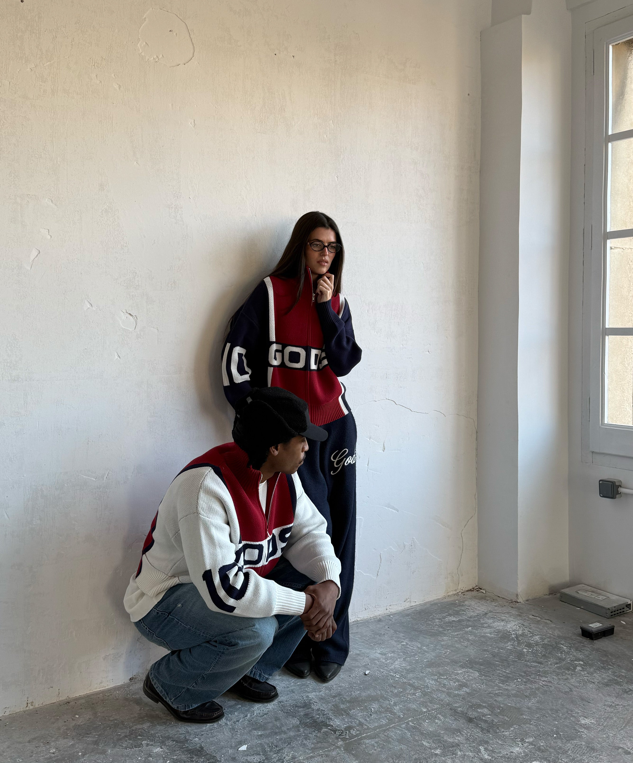 Alpine Rally Knitted Zipper Red-White