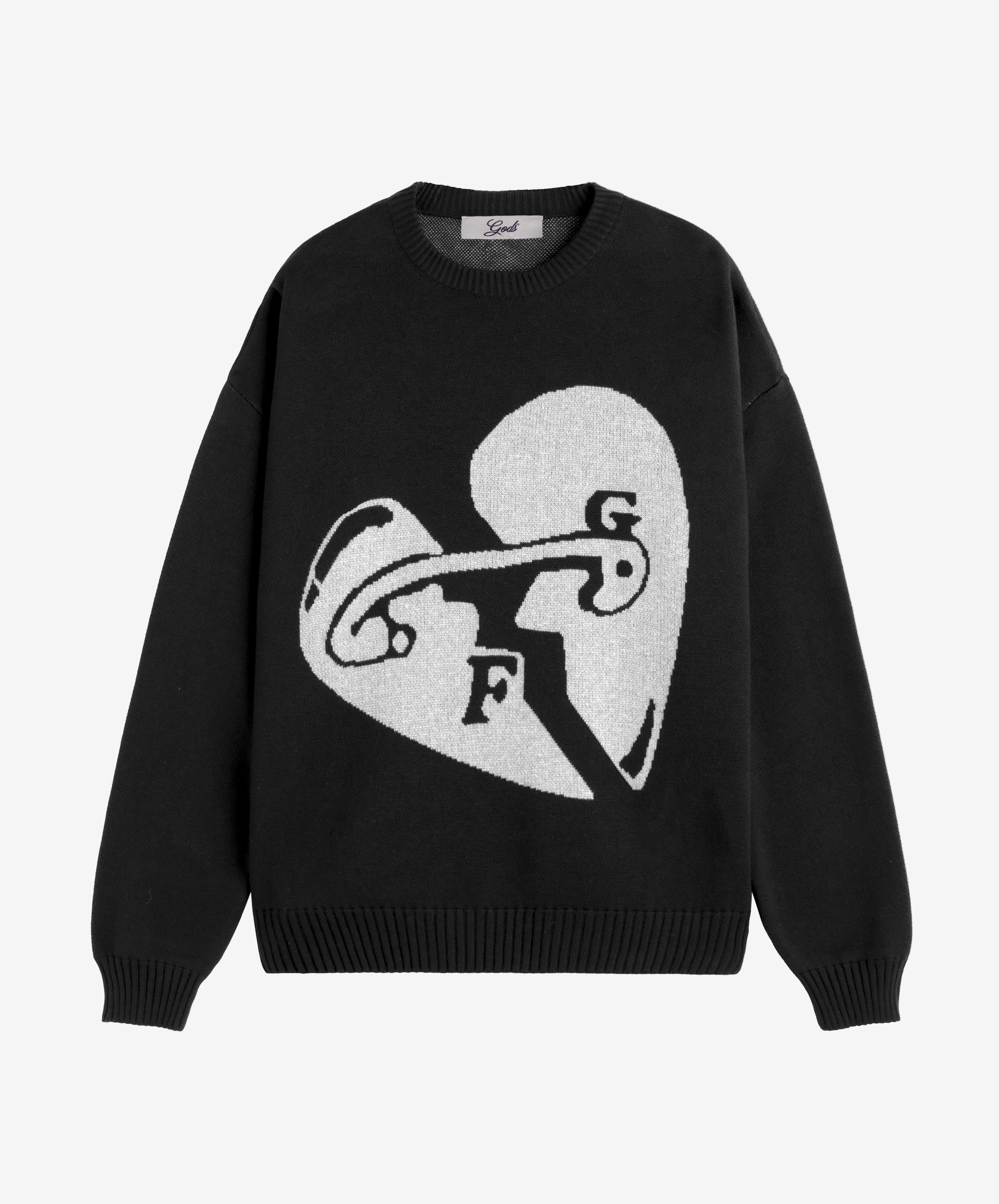 Valentine's Knitted Sweater Black