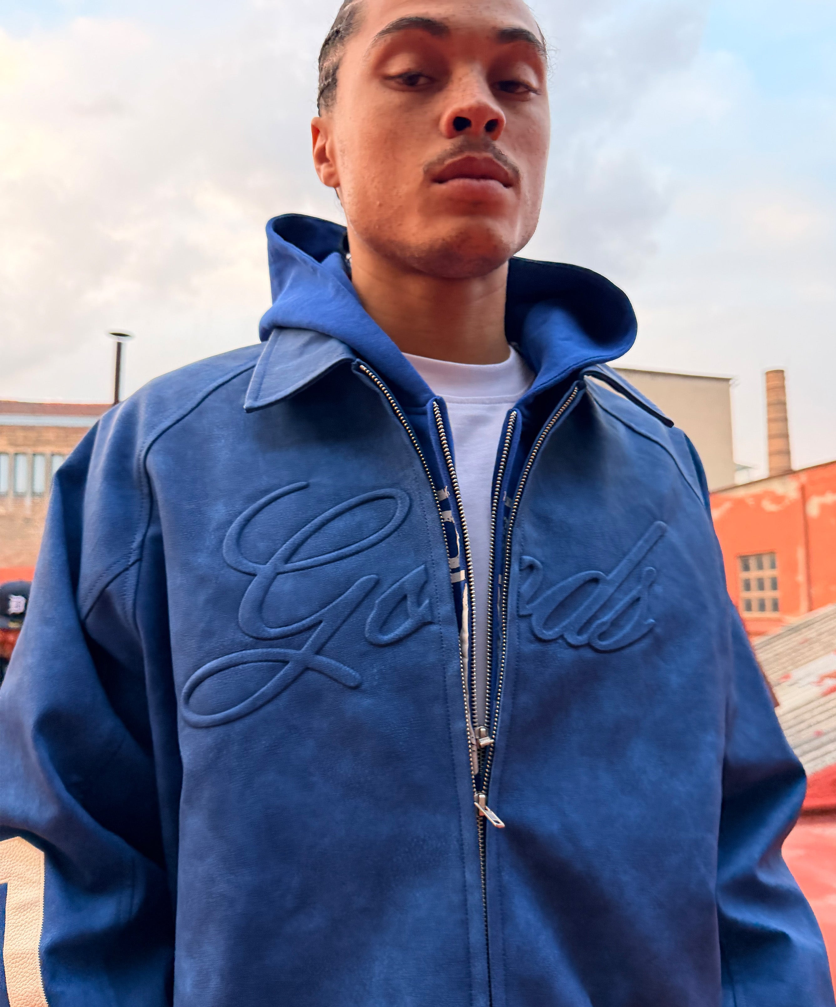 Vegan Leather Jacket Blue