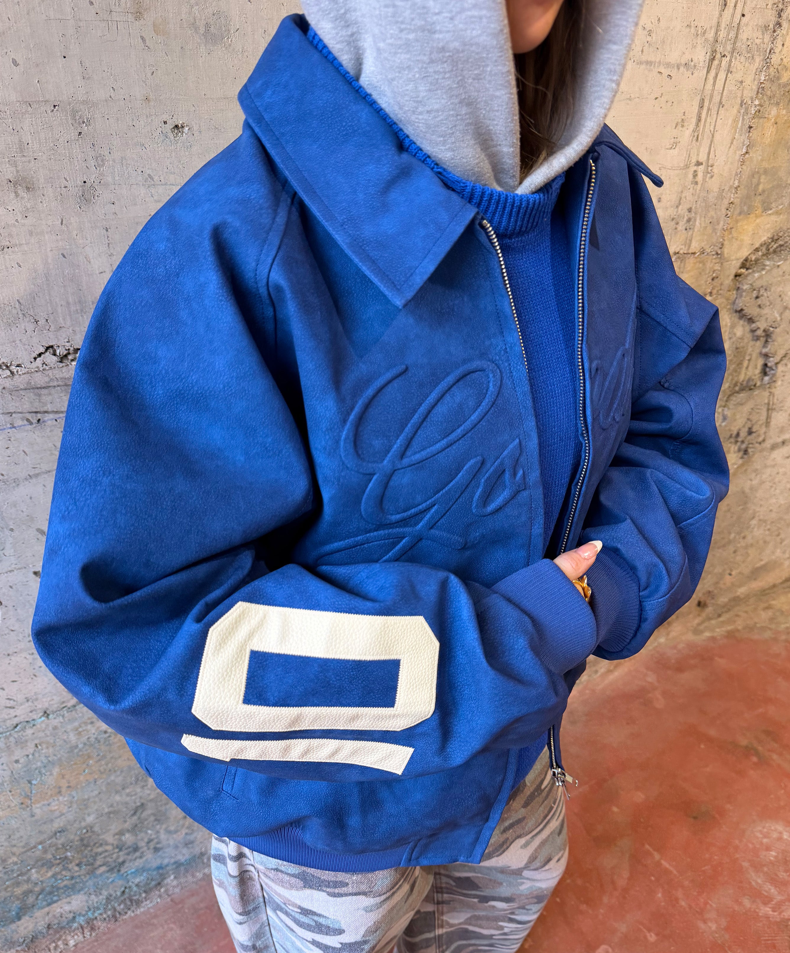 Vegan Leather Jacket Blue