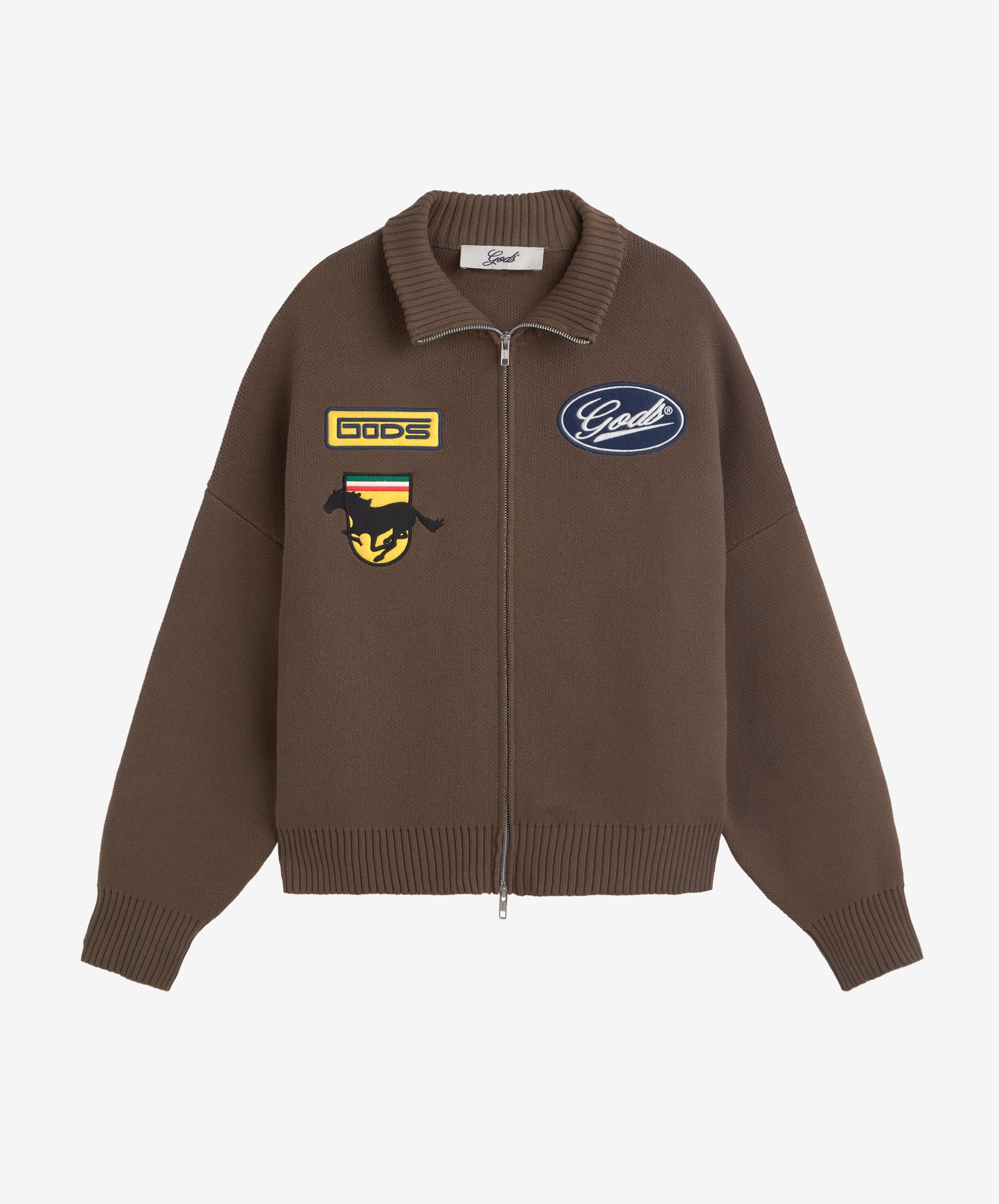 Racing Knitted Zipper Brown