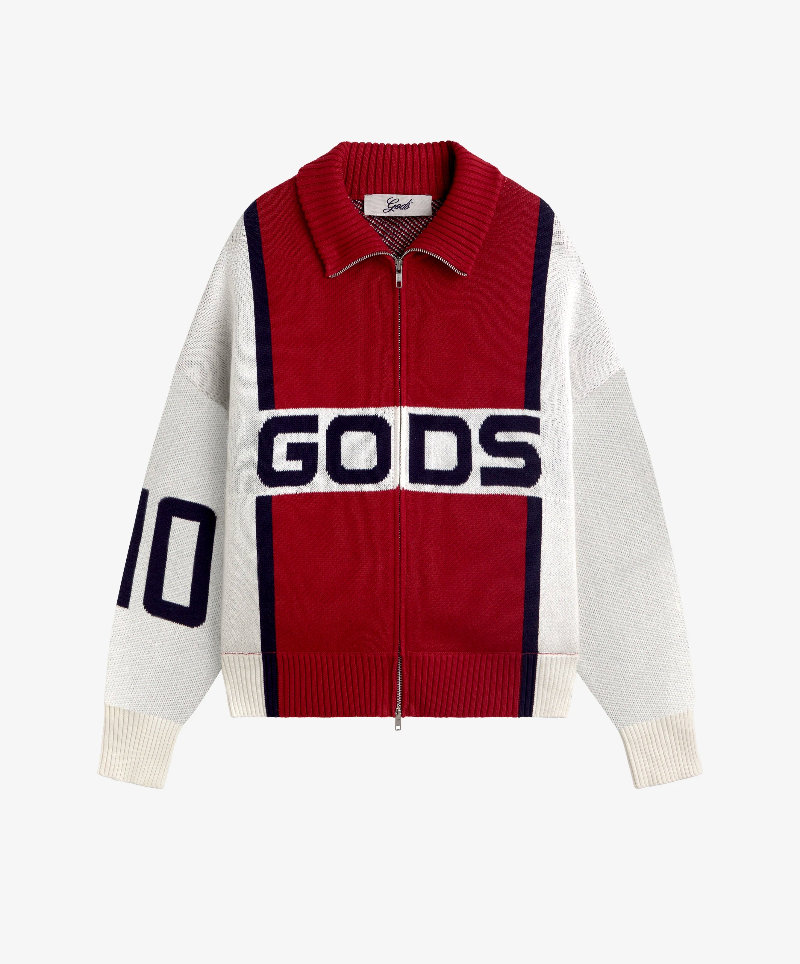 Alpine Rally Knitted Zipper Red-White