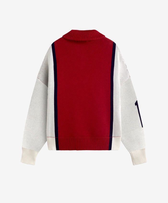 Alpine Rally Knitted Zipper Red-White