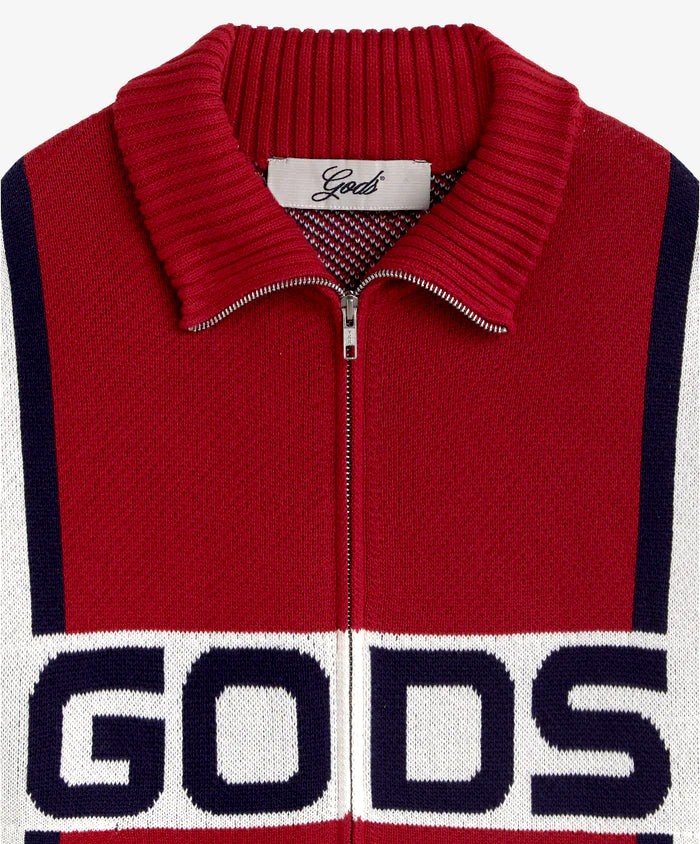 Alpine Rally Knitted Zipper Red-White
