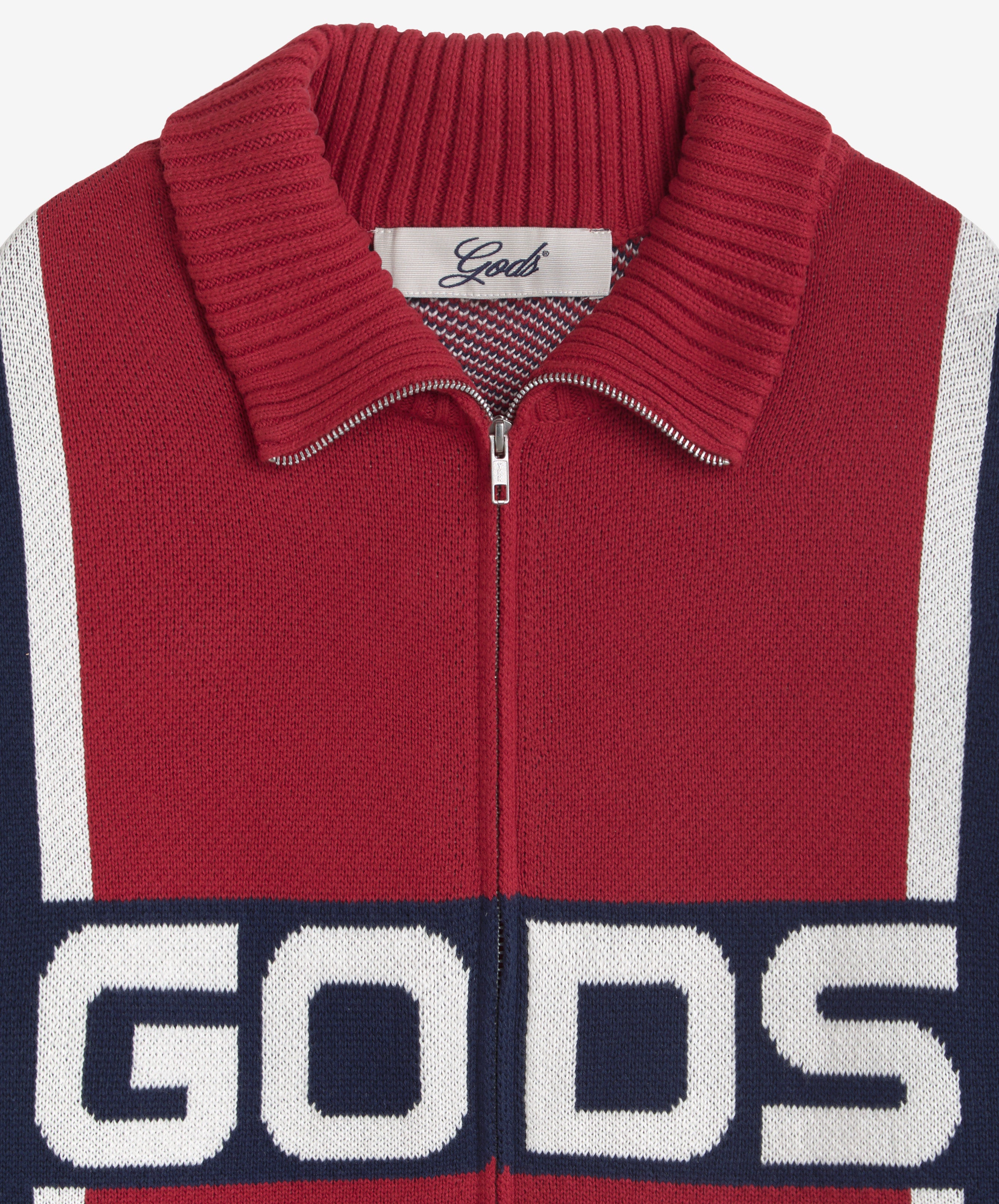 Alpine Rally Knitted Zipper Red-Navy