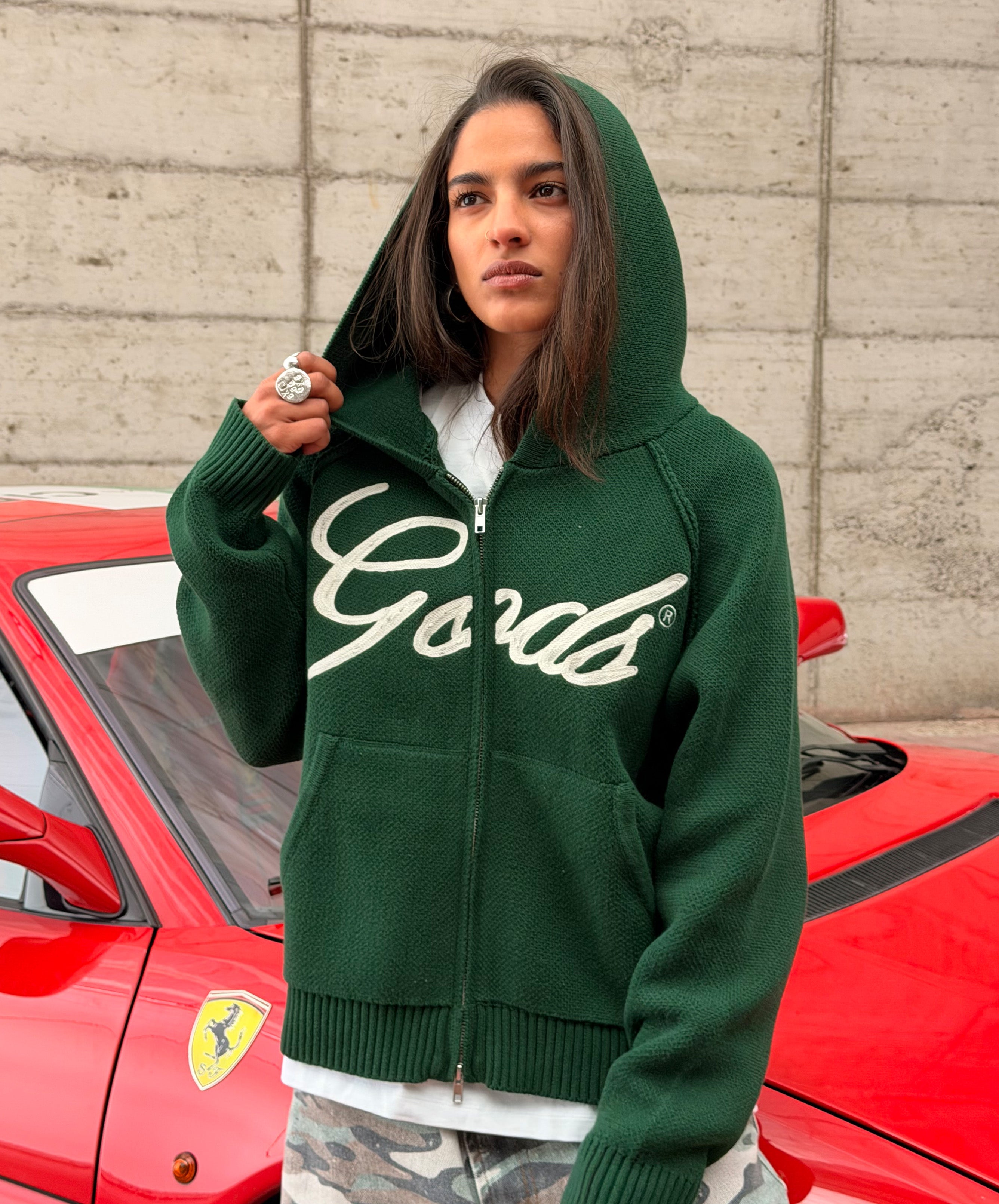 Gods Knitted Zipper Green