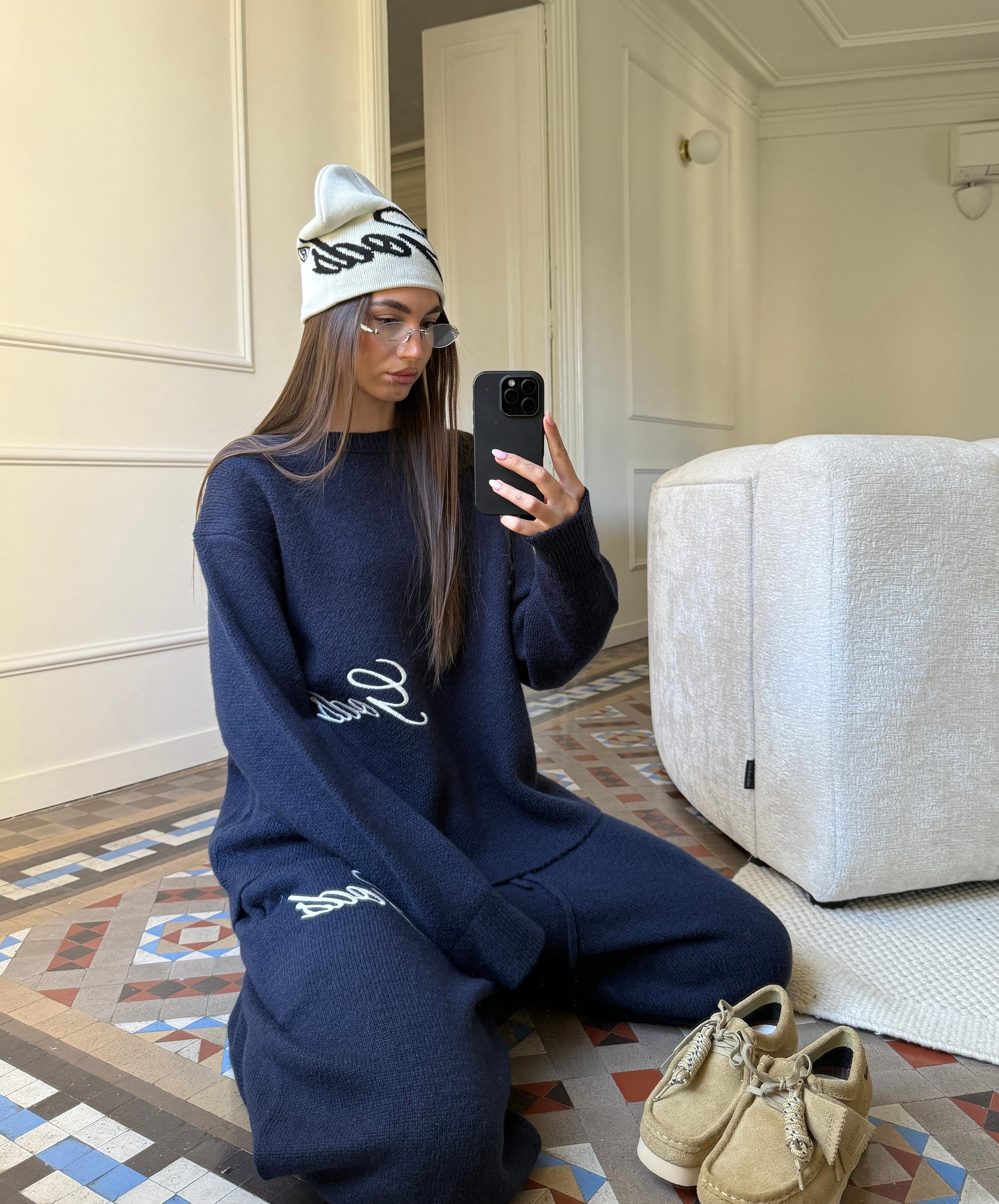 Handwritten Knitted Joggers Navy