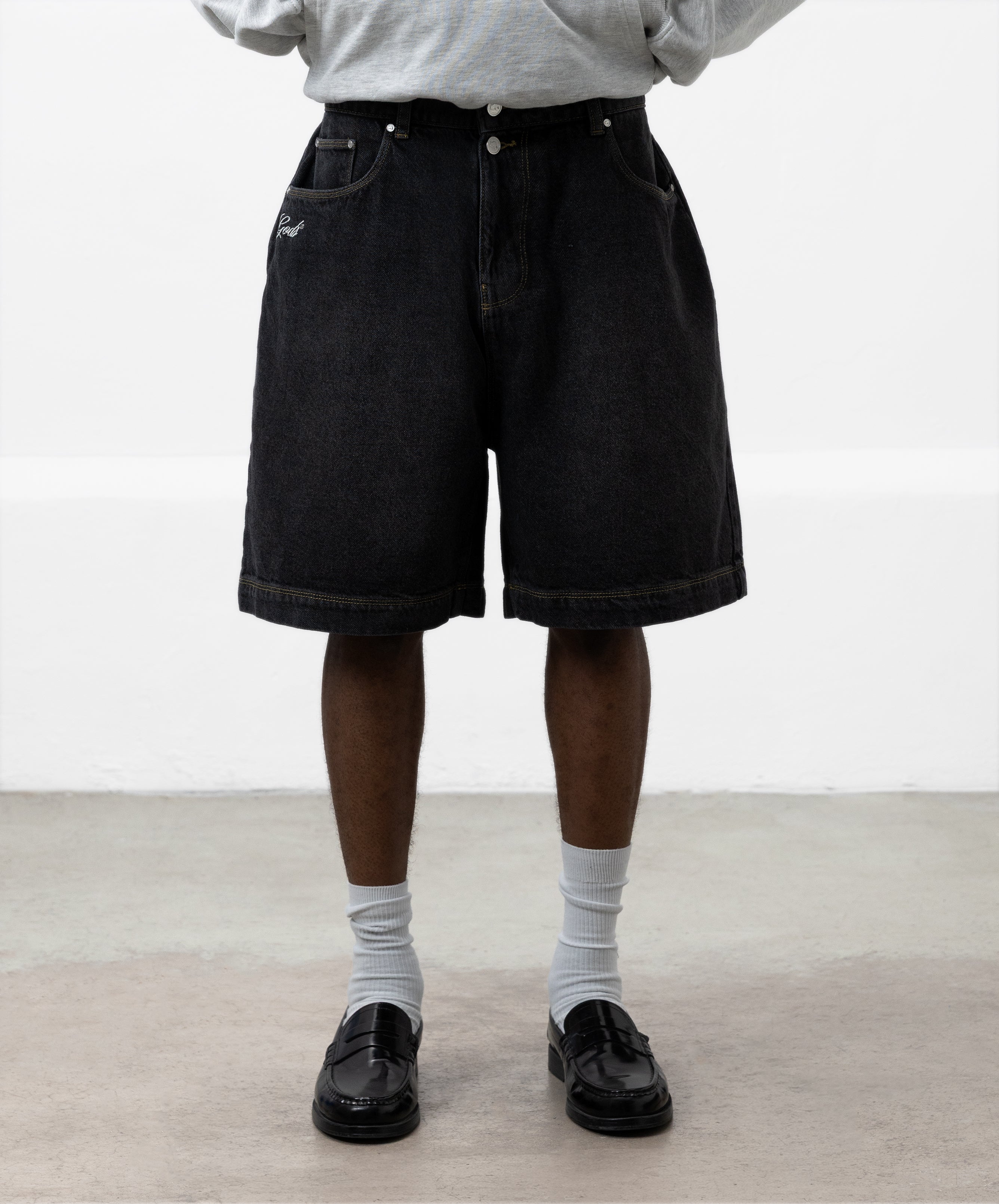 Gods Denim Shorts Dark Grey