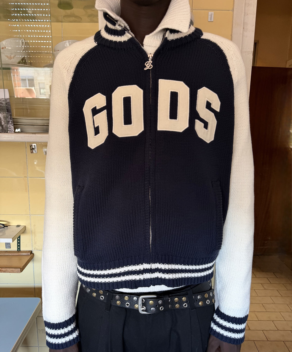 Varsity Knitted Jacket Navy