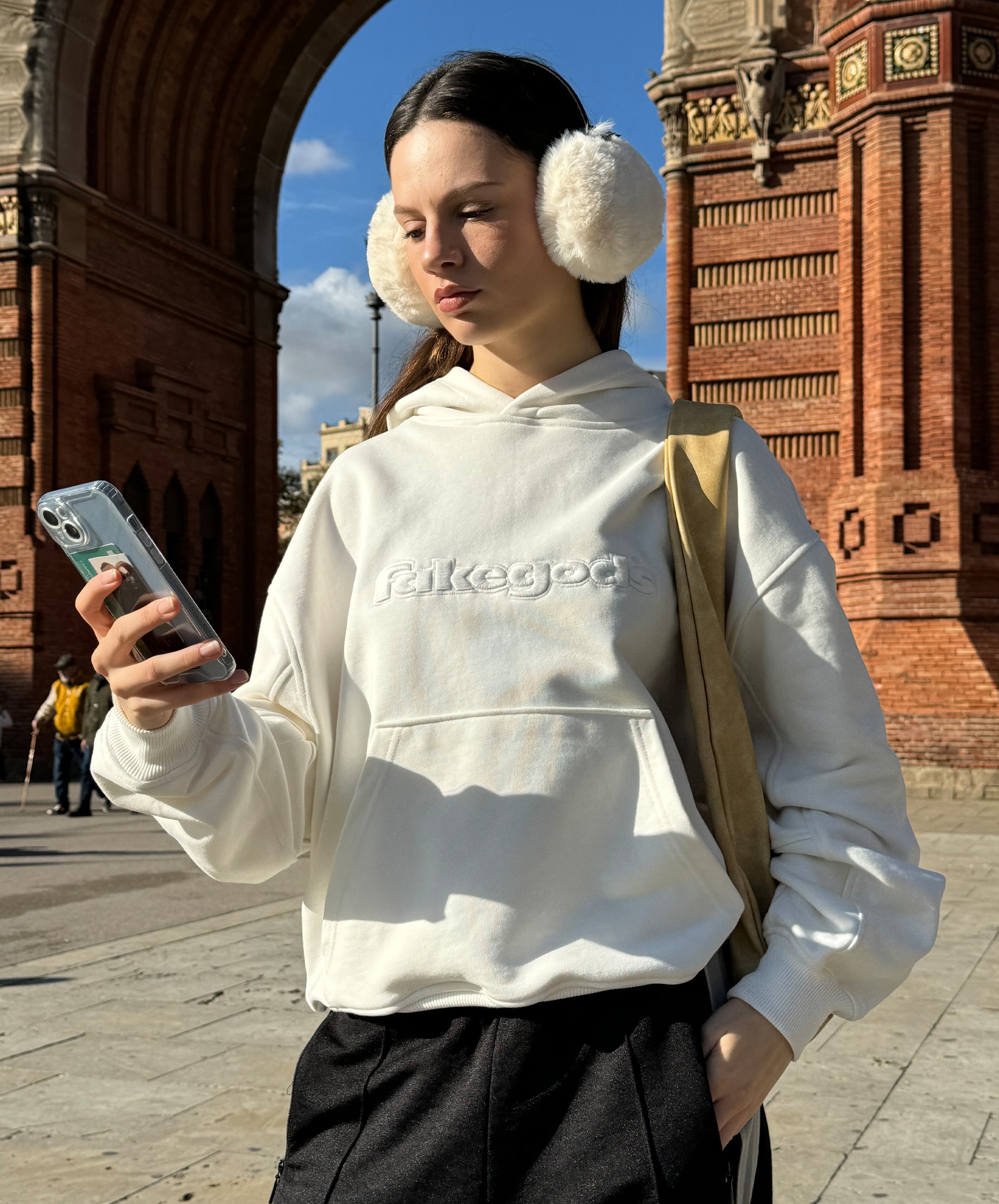 Solid Logo Hoodie Cream