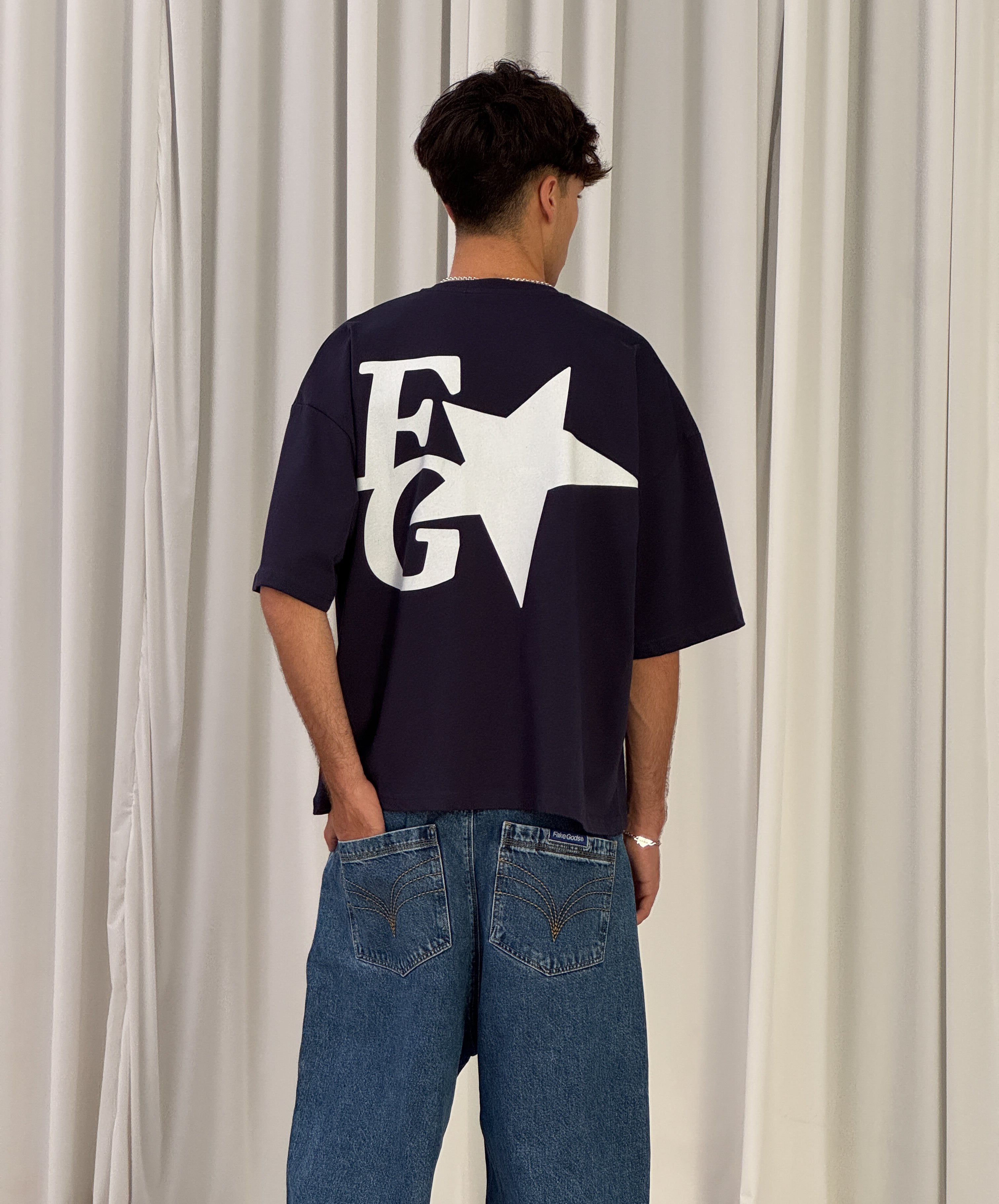 Star Boxy Tee Navy