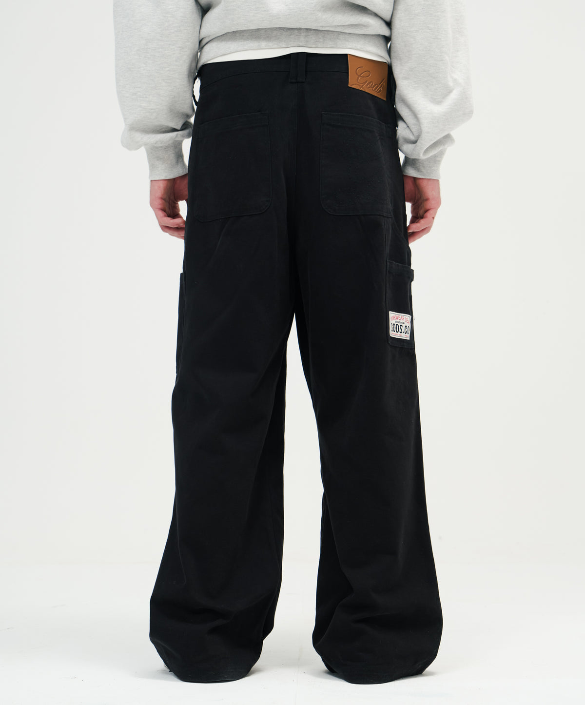 Double Knee Washed Pants Black