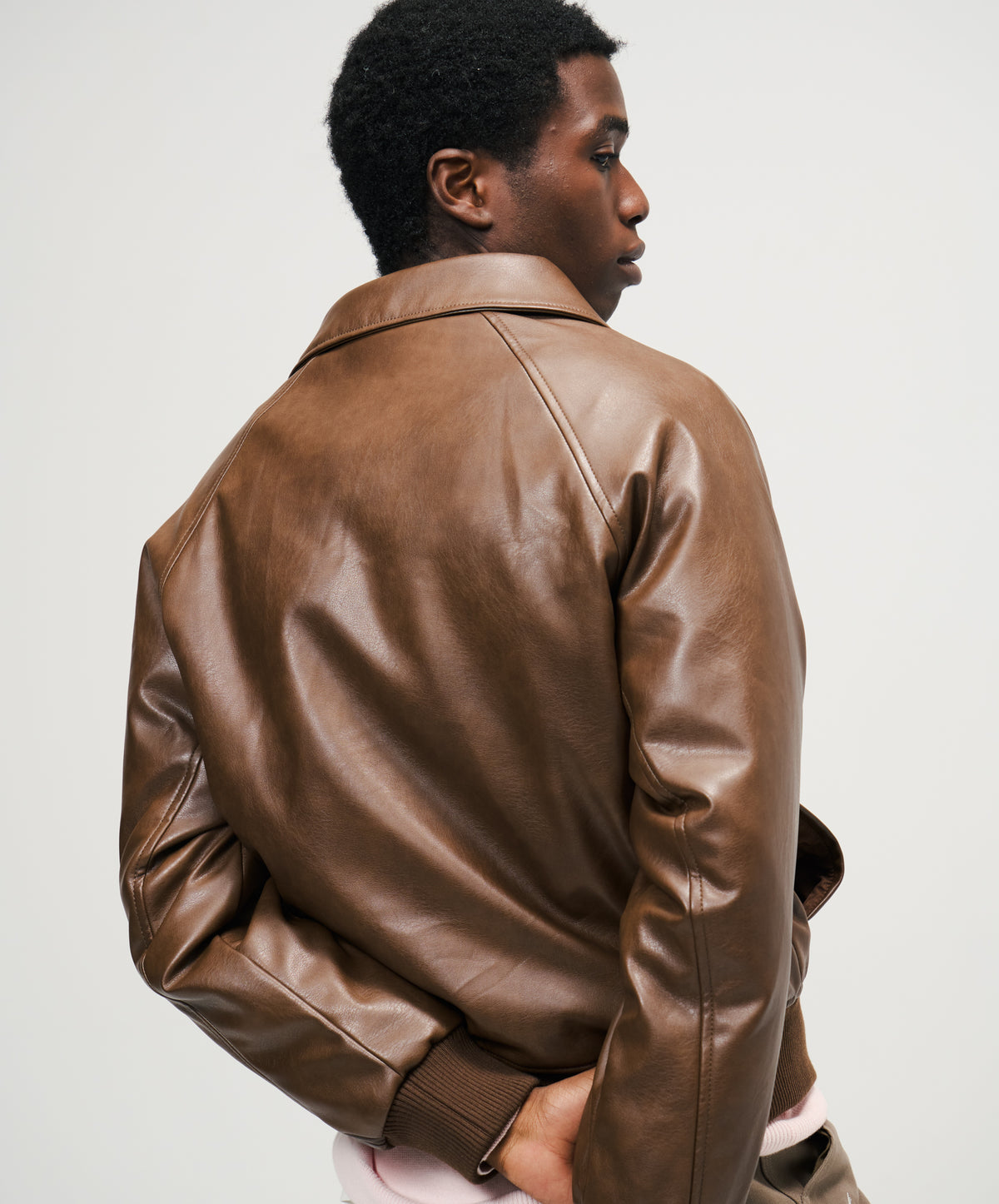 Vegan Leather Jacket Brown