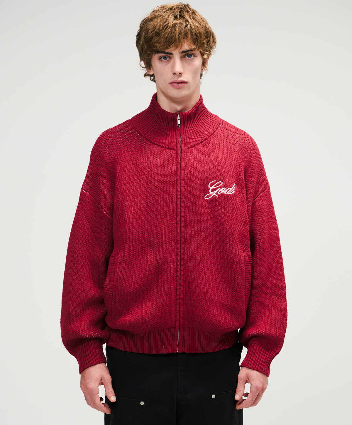 G'S Knitted Zipper Red