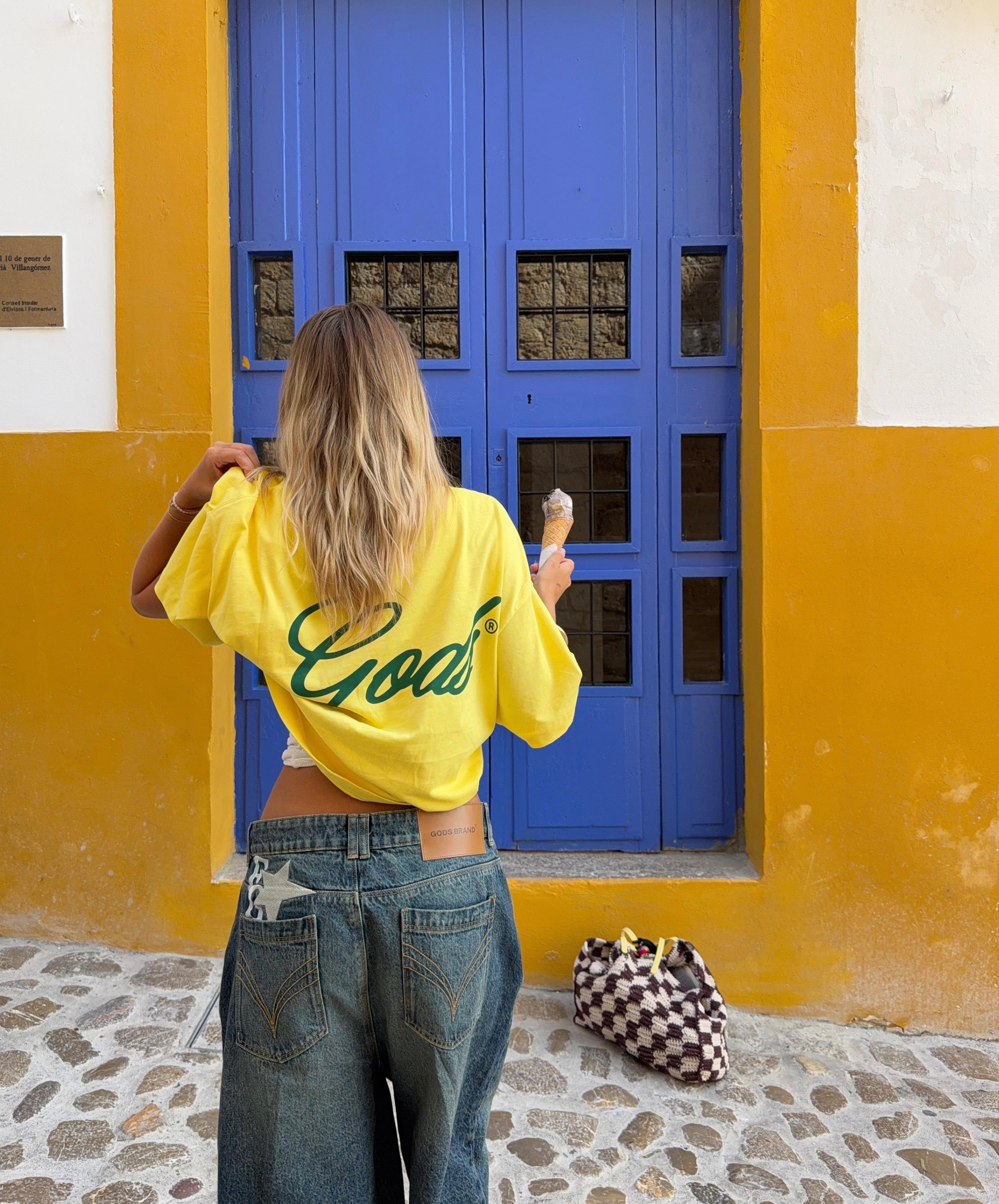 Script Boxy Tee Yellow