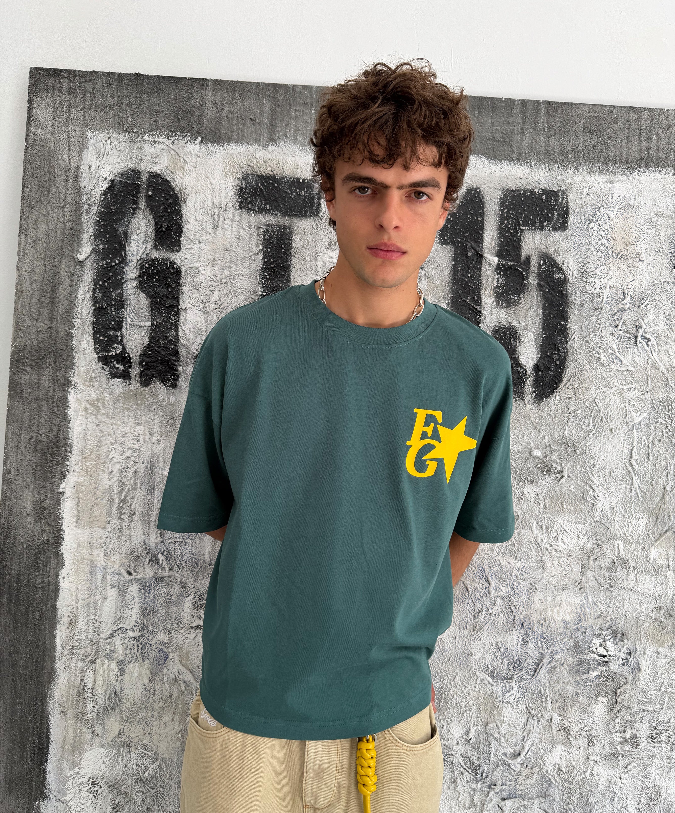 Star Boxy Tee Green
