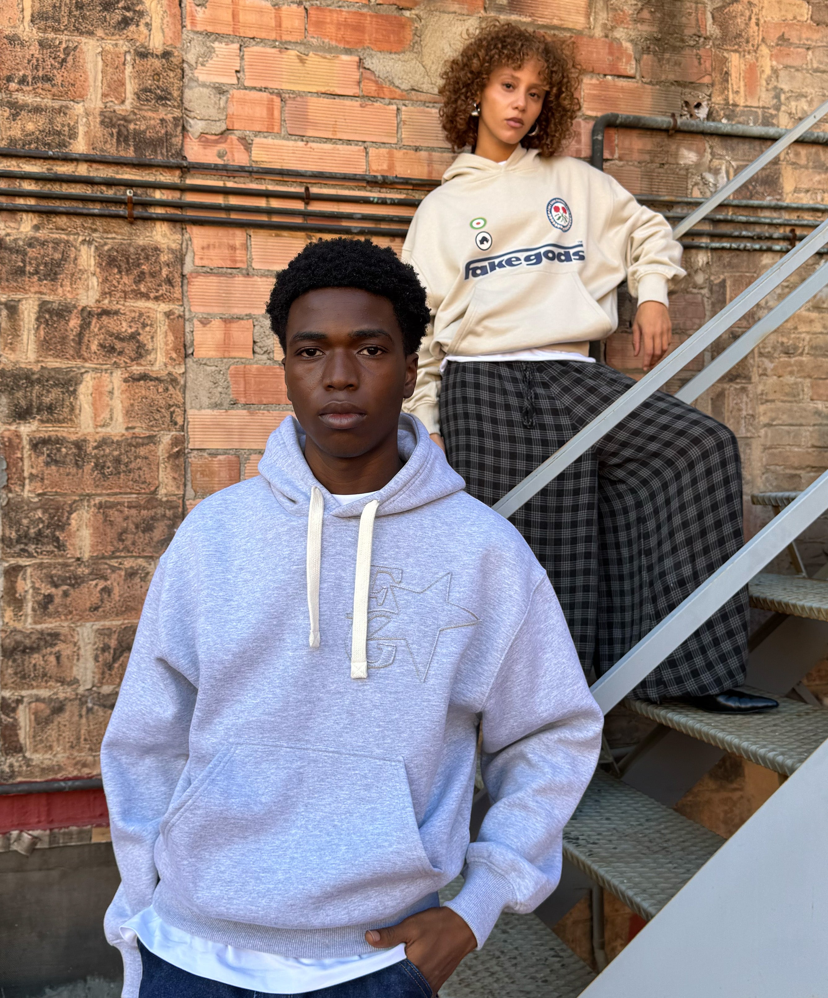 Star Hoodie Grey Melange